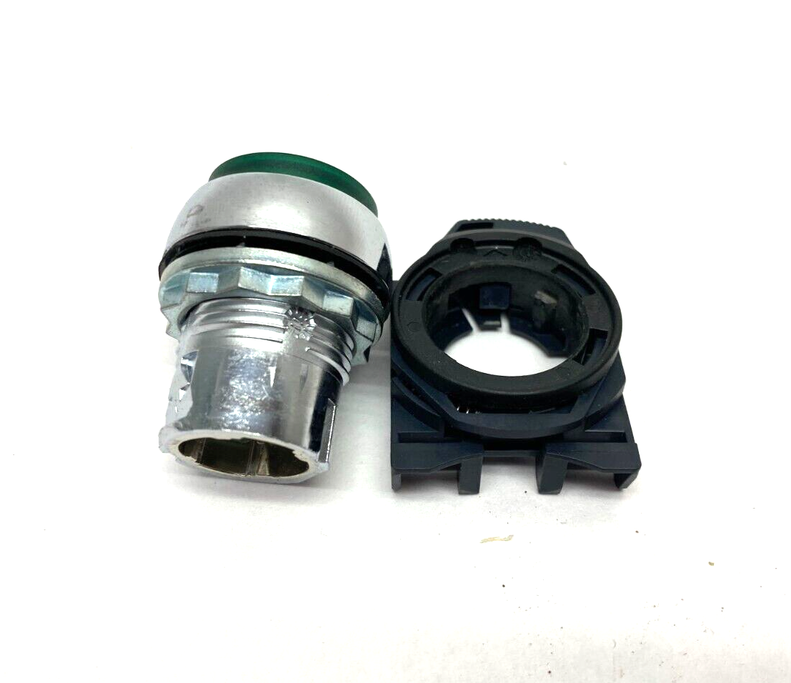 800FM-LE3 | Allen Bradley Extended Illuminated Pushbutton Green w/ Plastic Collar - Used - Maverick Industrial Sales