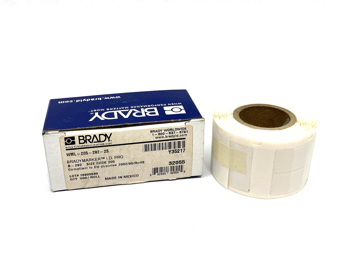 32055 | Brady Bradymarker I.D. Pro Labels WML 205-292-2S ROLL OF 500 - New - Maverick Industrial Sales
