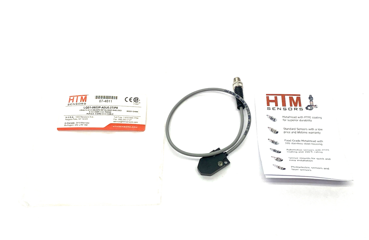 HTM Sensors LQS1-0603P-A3U0.3T/P8 Square Metalhead Proximity Sensor 07-4611 - Maverick Industrial Sales