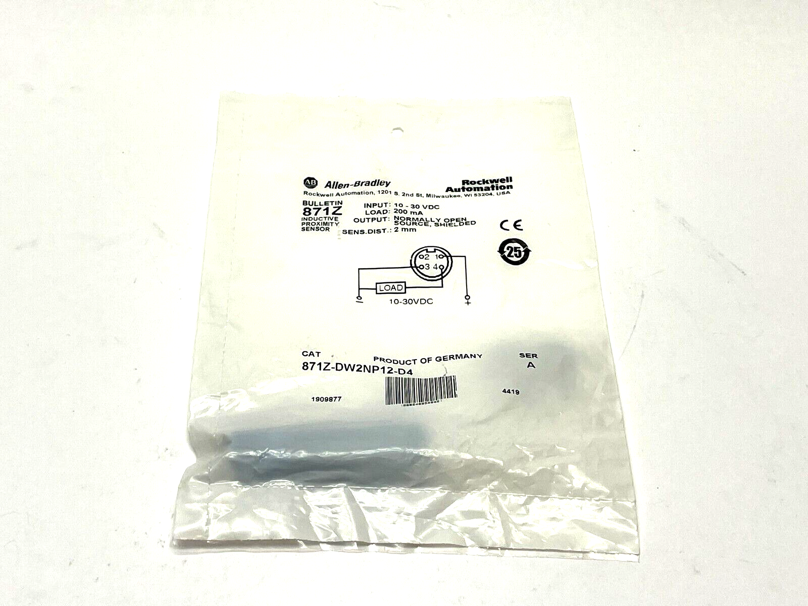 Allen Bradley 871Z-DW2NP12-D4 Ser. A Inductive Sensor 12mm - New - Maverick Industrial Sales