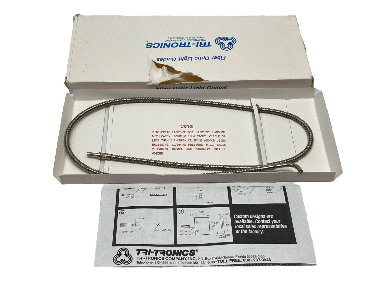 Tri-Tronics F-E-36AR Straight Glass Fiber Optic Light Guide 36" Length - Maverick Industrial Sales