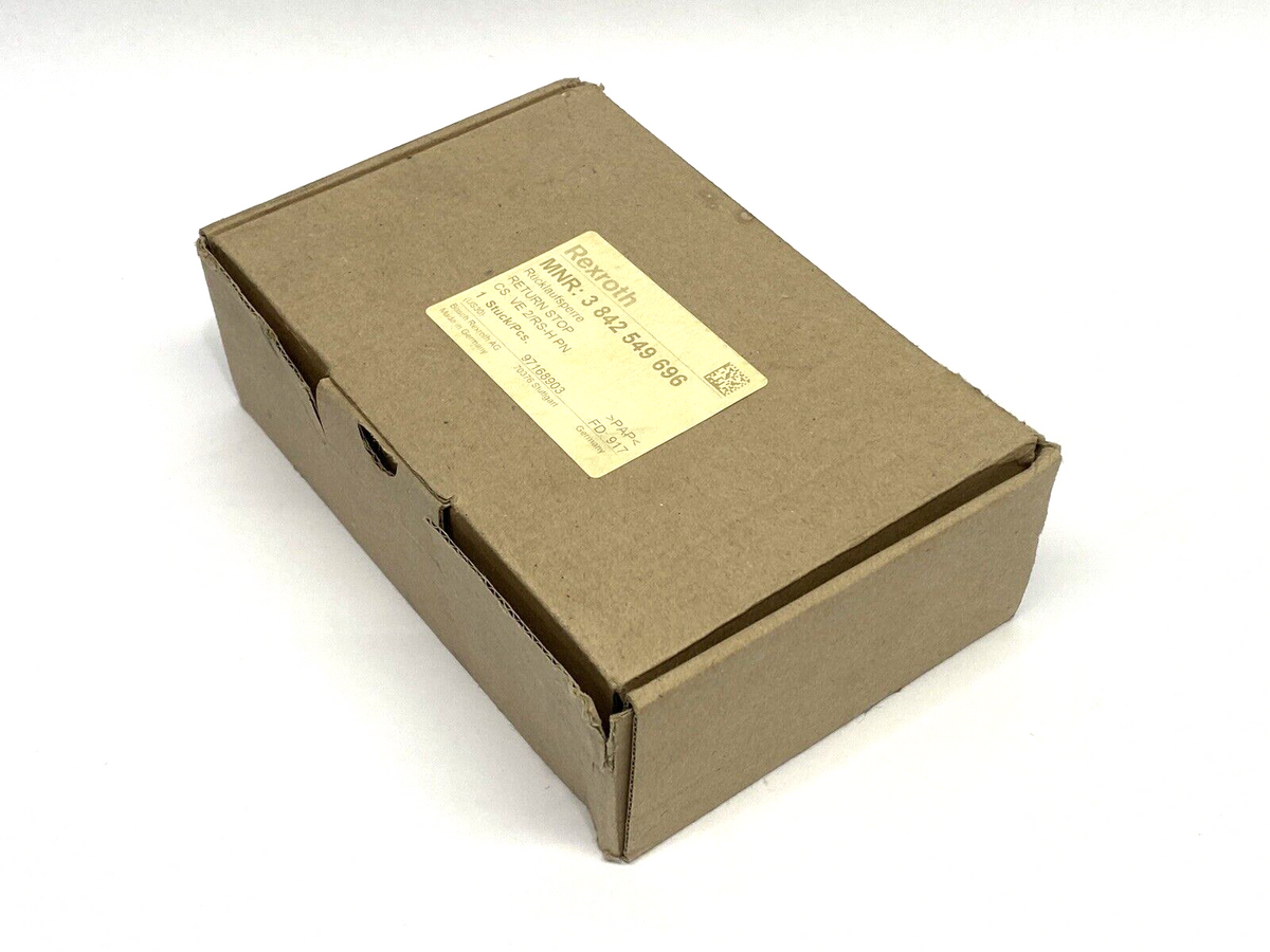 3842549696, VE 2/RS-H PN | Bosch Rexroth 3842549696 Return Stop VE 2/RS-H PN - New – Open box - Maverick Industrial Sales