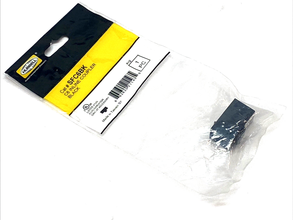Hubbell SFC6BK Cat6 Snap-Fit Inline Coupler Keystone RJ45 Female-Female - Maverick Industrial Sales