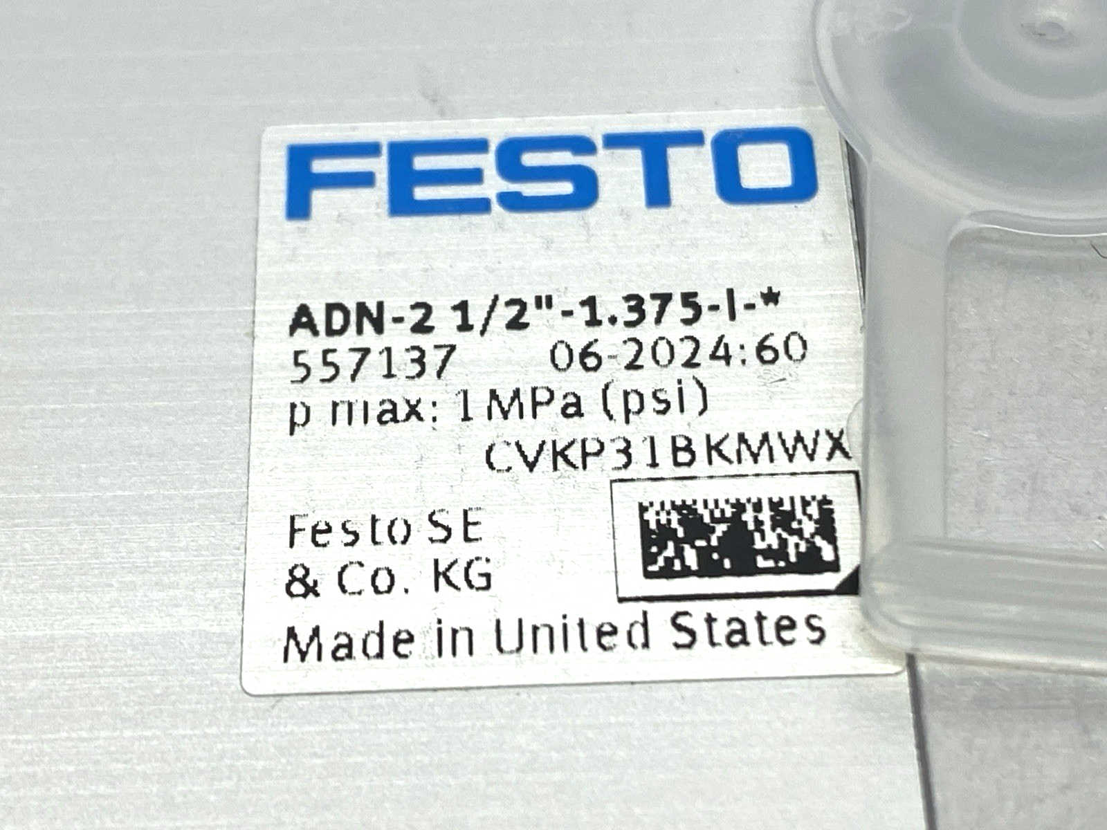 Festo ADN-2 1/2"-1.375-I-P-A-S2 Pneumatic Compact Cylinder 2-1/2" Piston 557137 - Maverick Industrial Sales