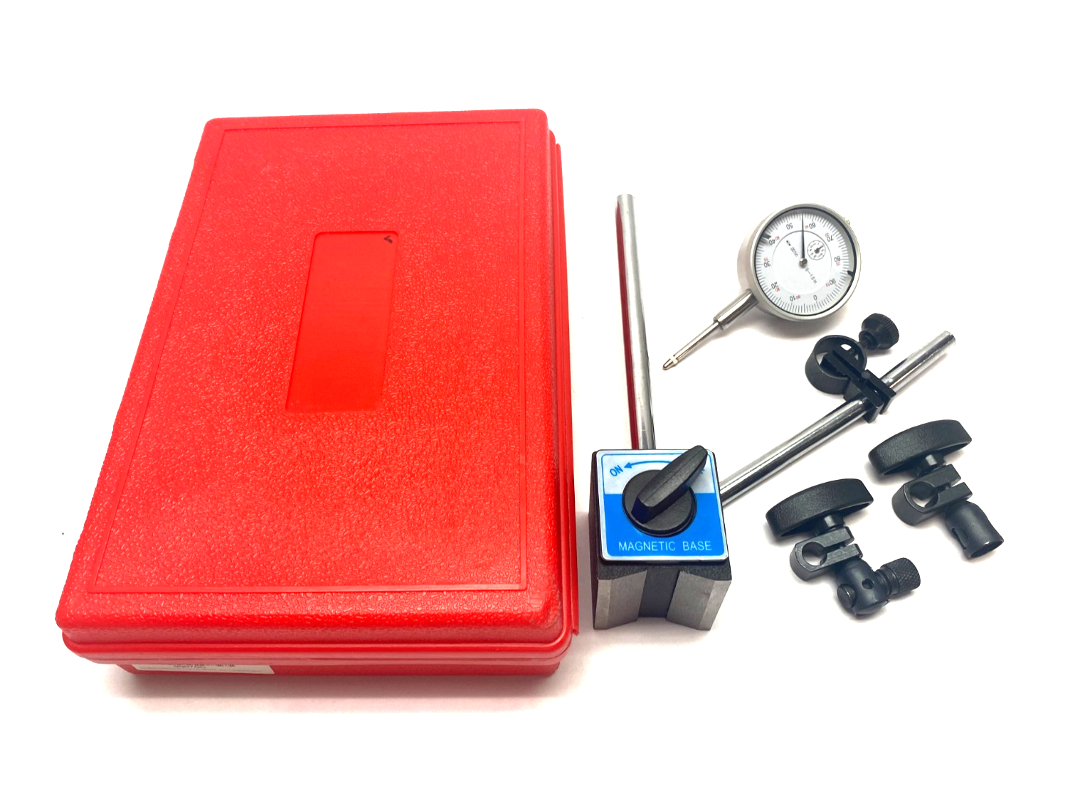 90070C Dial Indicator Kit 0-1" w/ Magnetic Base & Attachment Pieces - Maverick Industrial Sales