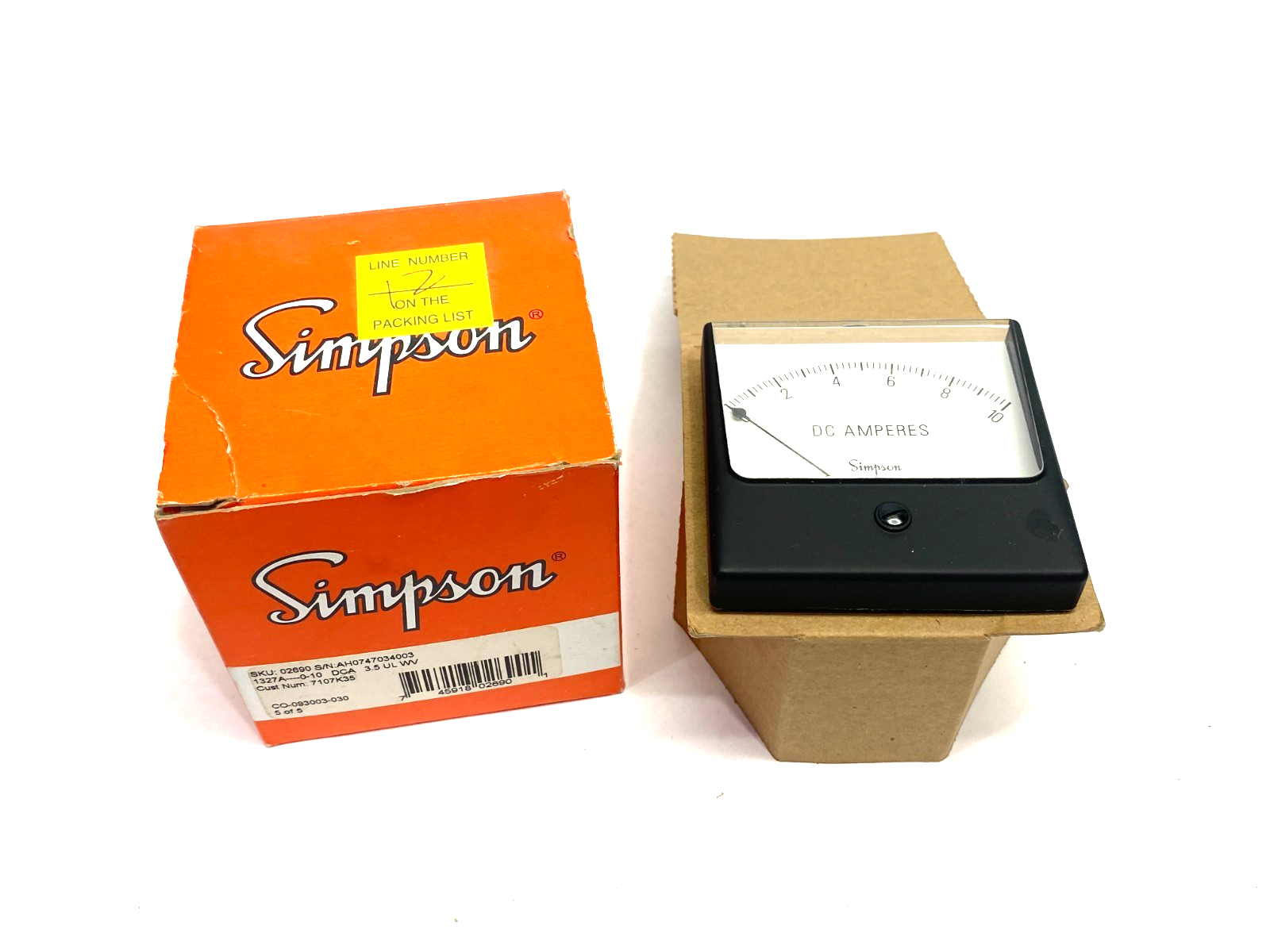 02690 | Simpson Analog Panel Meter 1327A 0-10 DCA - New – Open box - Maverick Industrial Sales