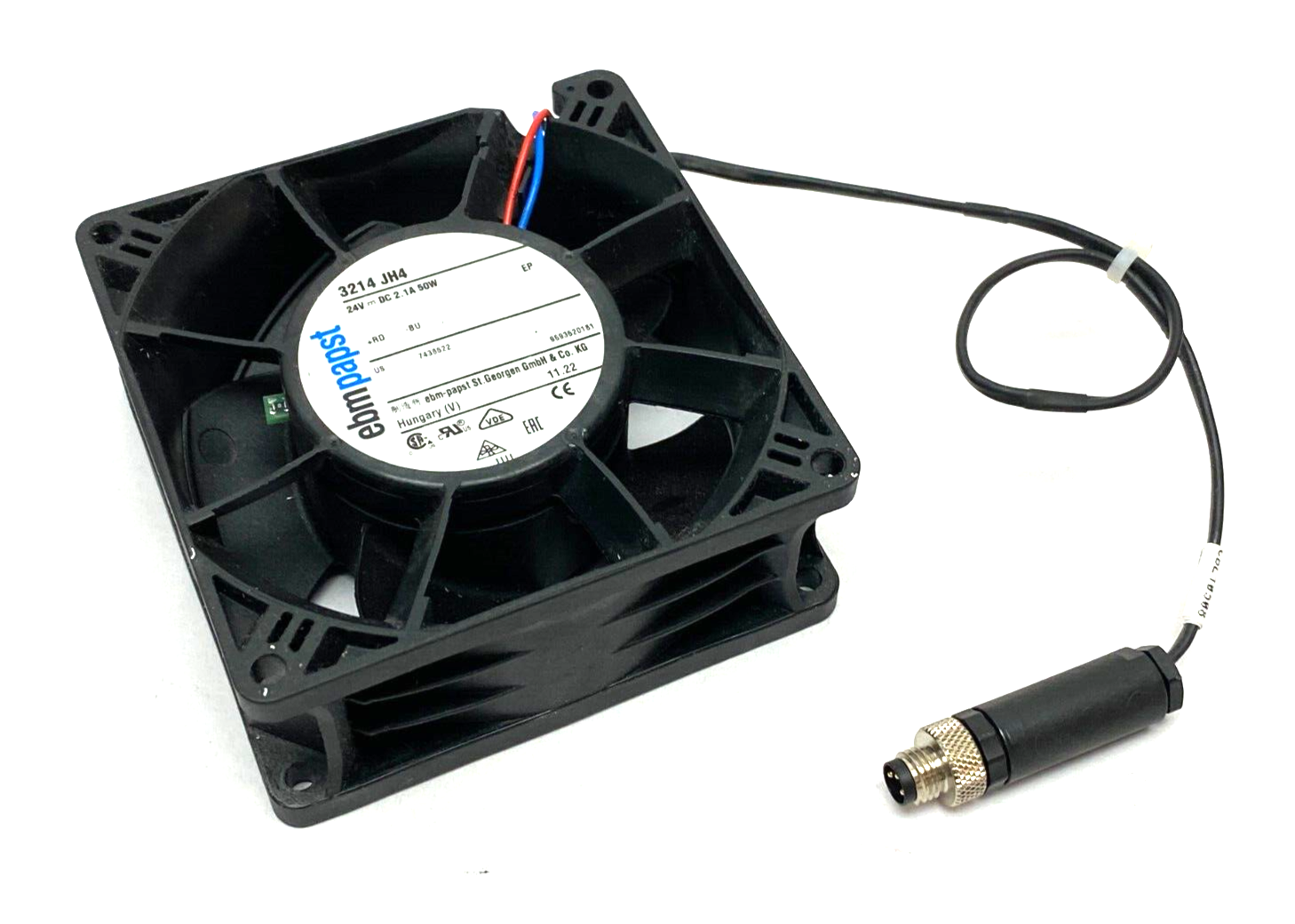 EBM Papst 3214 JH4 Electronic Axial Cooling Fan 24VDC 2.1A 50W 3-Pin Connector - Used - Maverick Industrial Sales