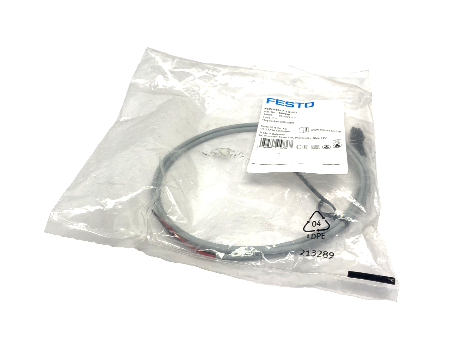 Festo NEBV-H1G2-P-1-N-LE2 Plug Socket w/ Cable 1m 566659 - Maverick Industrial Sales