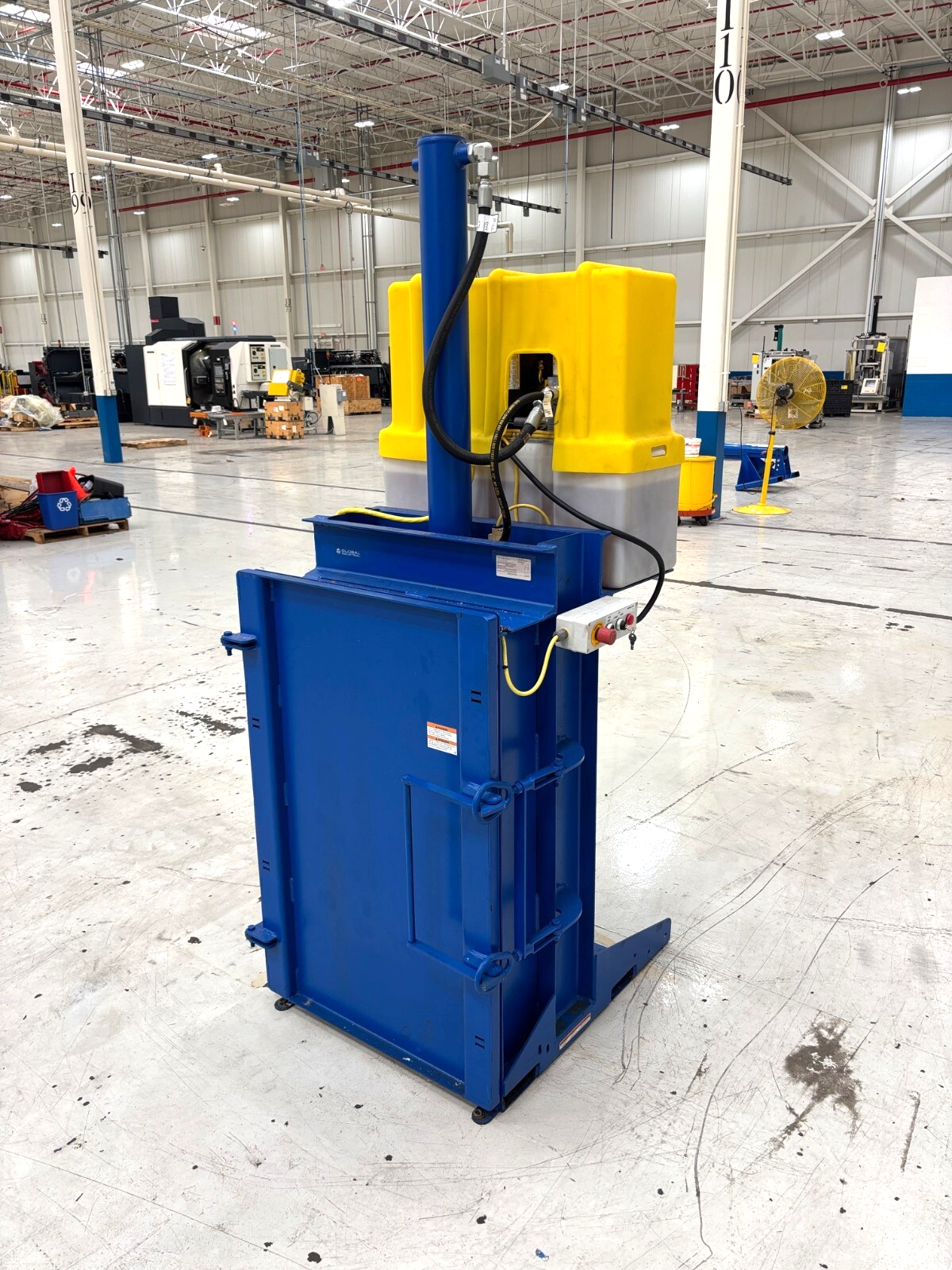 Global Industrial HDC-905-IDC/460V Hydraulic Drum Crusher / Compactor, 55G Steel - Maverick Industrial Sales