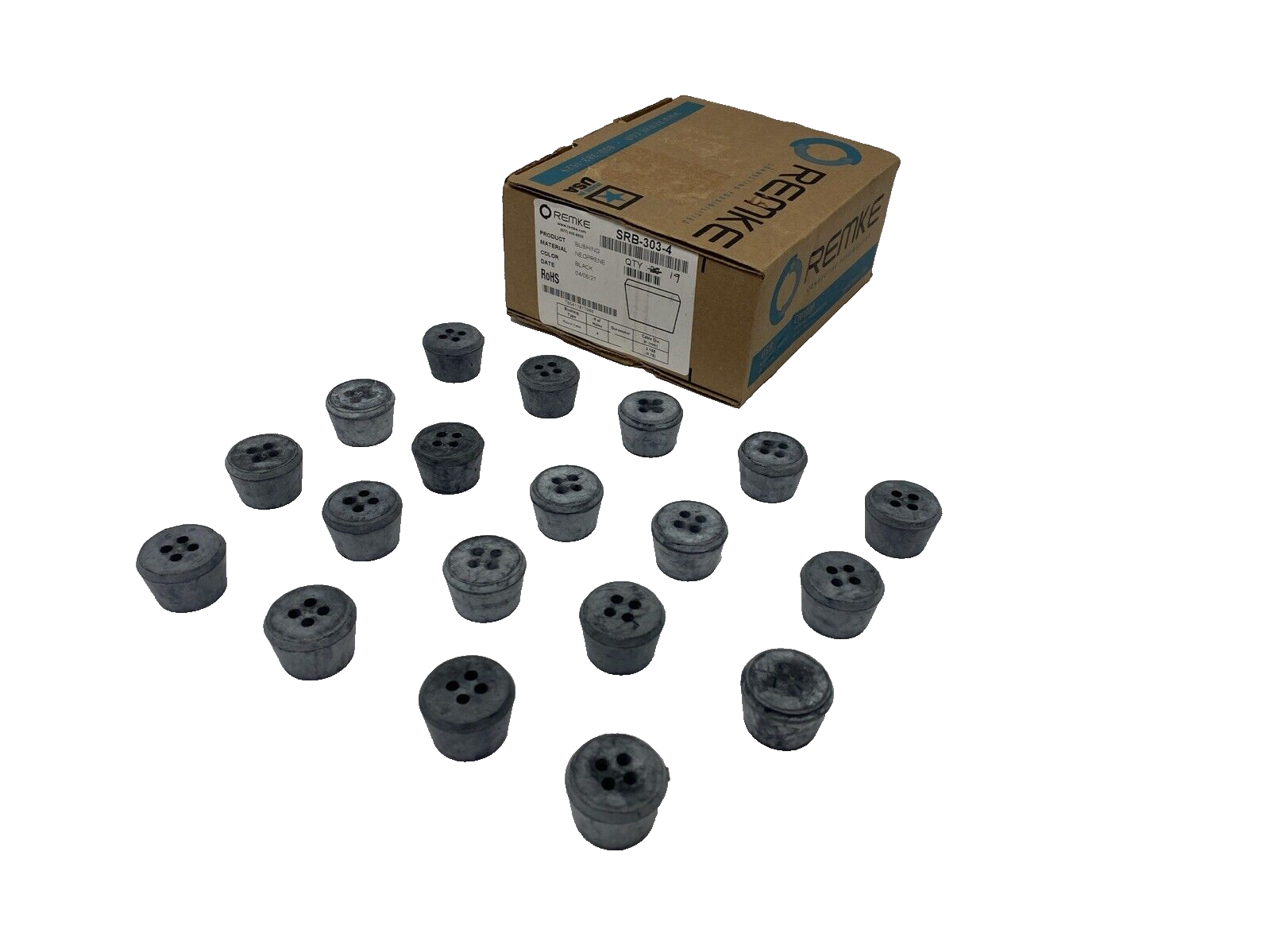 SRB-303-4 | Remke Multiple Hole Bushing, Neoprene, 4-Hole .187 Form Size 4 19PK - New – Open box - Maverick Industrial Sales