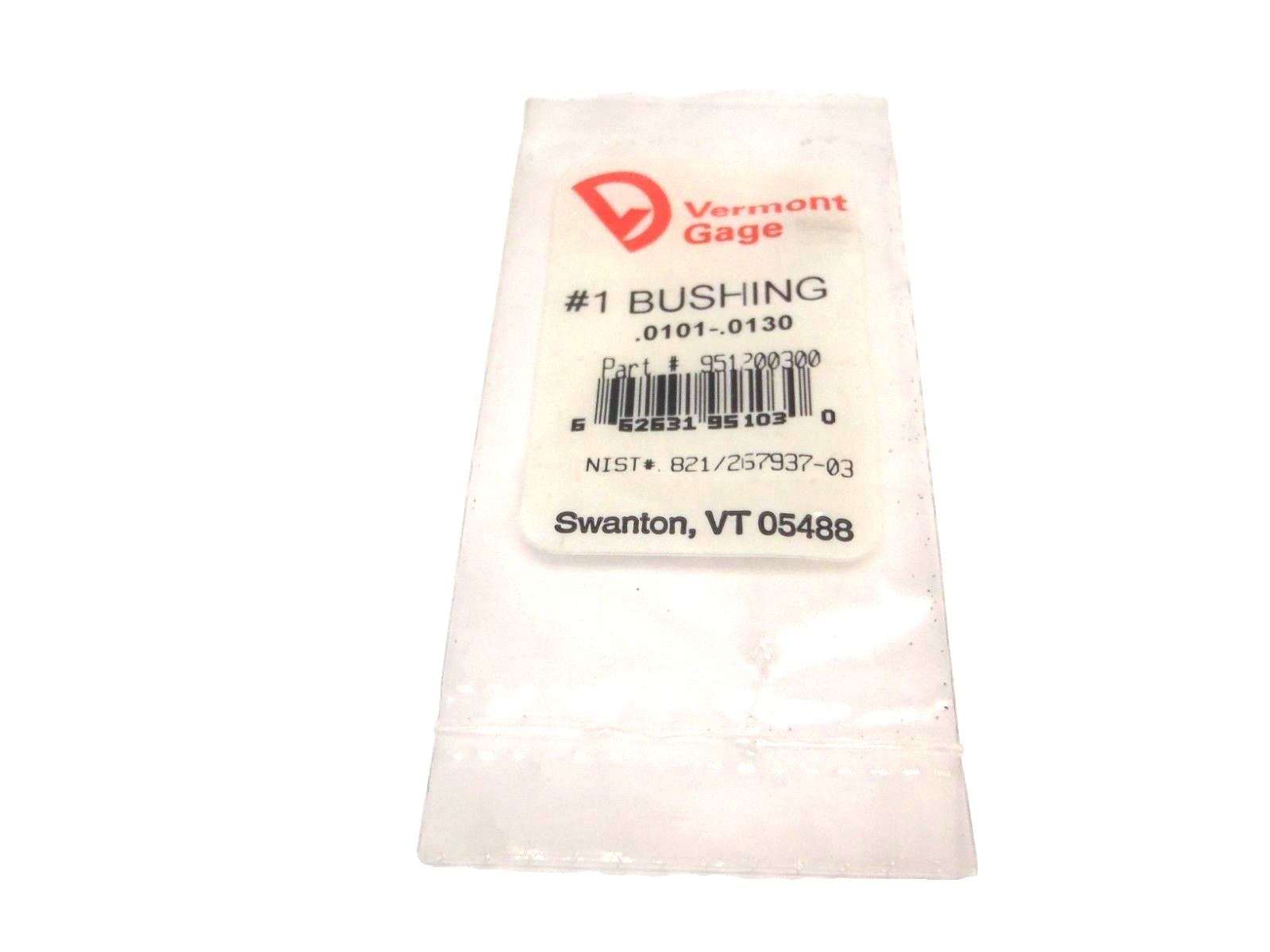 Vermont Gage 951200900 #1 Bushing .0101-.0130 Range - New – Open box - Maverick Industrial Sales