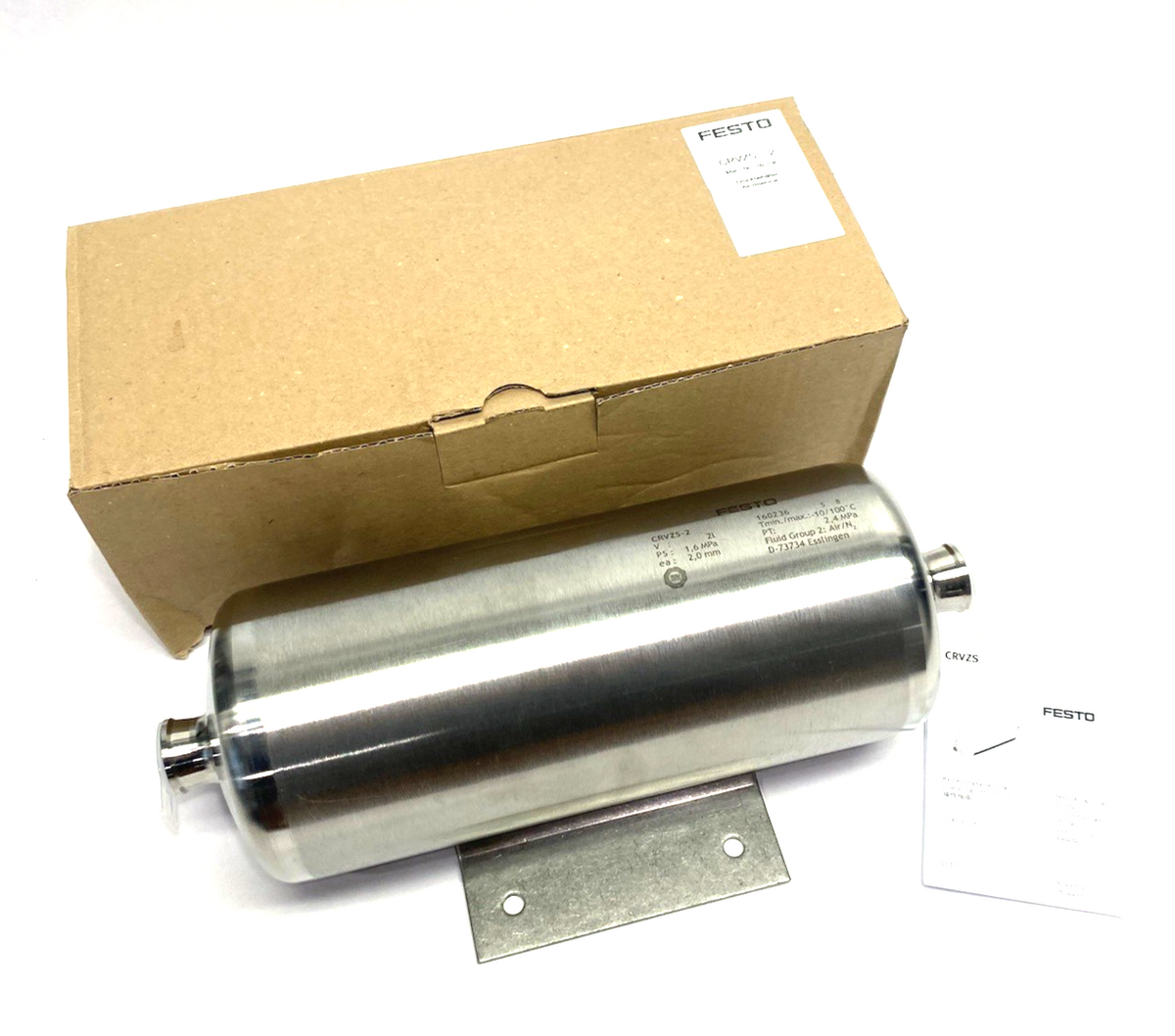 Festo CRVZS-2 Stainless Steel Air Reservoir, Air Accumulator 160236 - Maverick Industrial Sales