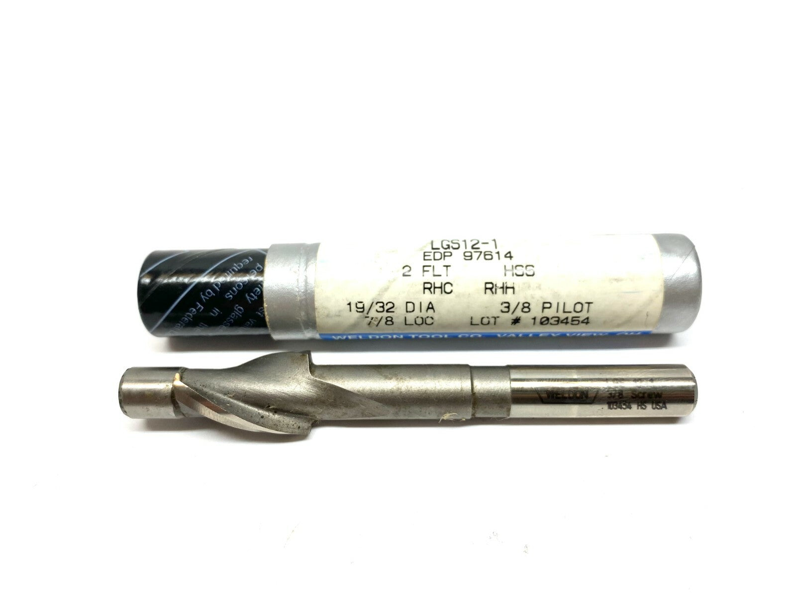LGS12-1 | Weldon Solid Pilot Counterbore HSS 19/32" Dia. 3/8" Pilot 7/8" LOC - New - Maverick Industrial Sales