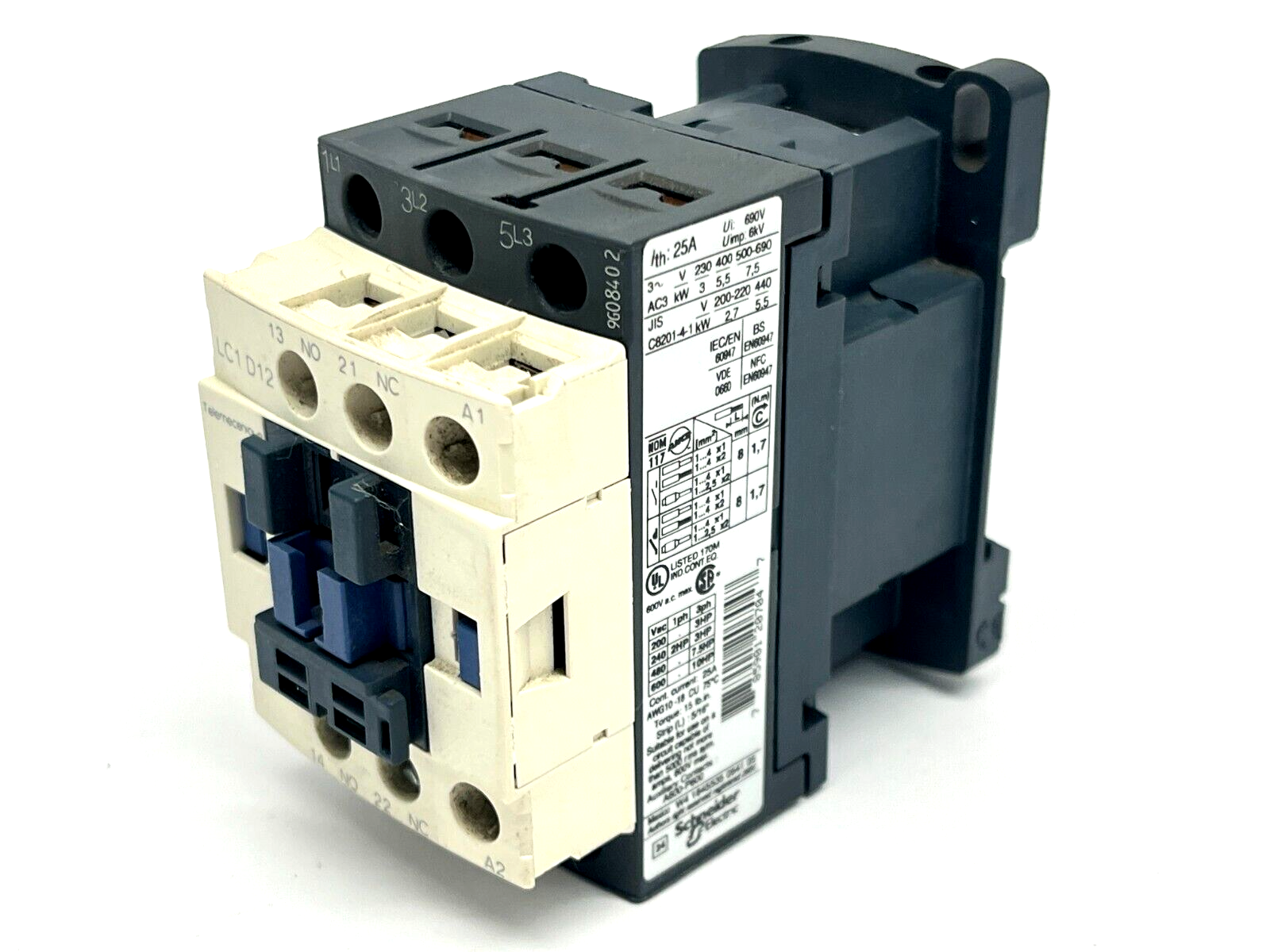 Telemecanique LC1D12-G7 Contactor 25A 120V 3-Pole - Maverick Industrial Sales