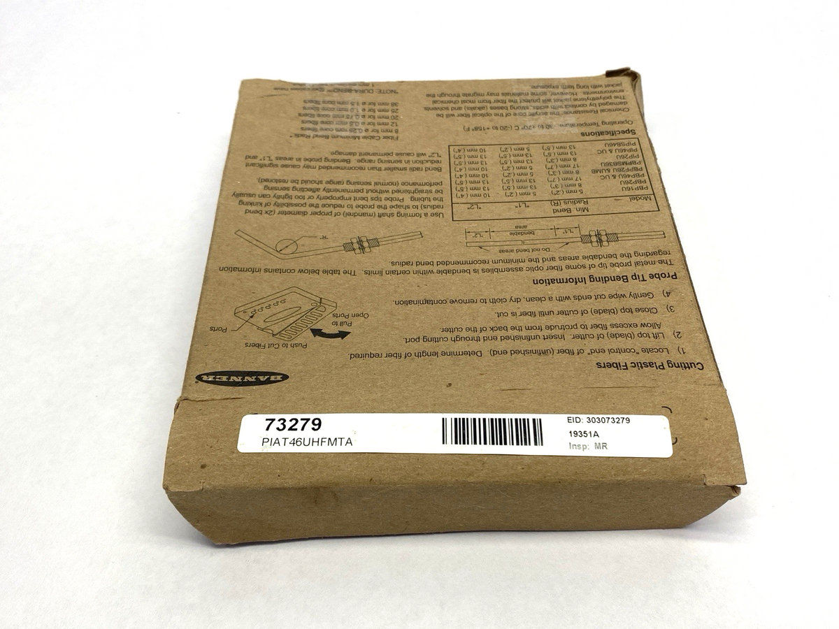 PIAT46UHFMTA, 73279 | Banner PIAT46UHFMTA Double-Ended Fiber Optic Sensor 2m 73279 NO HARDWARE - New Other - Maverick Industrial Sales
