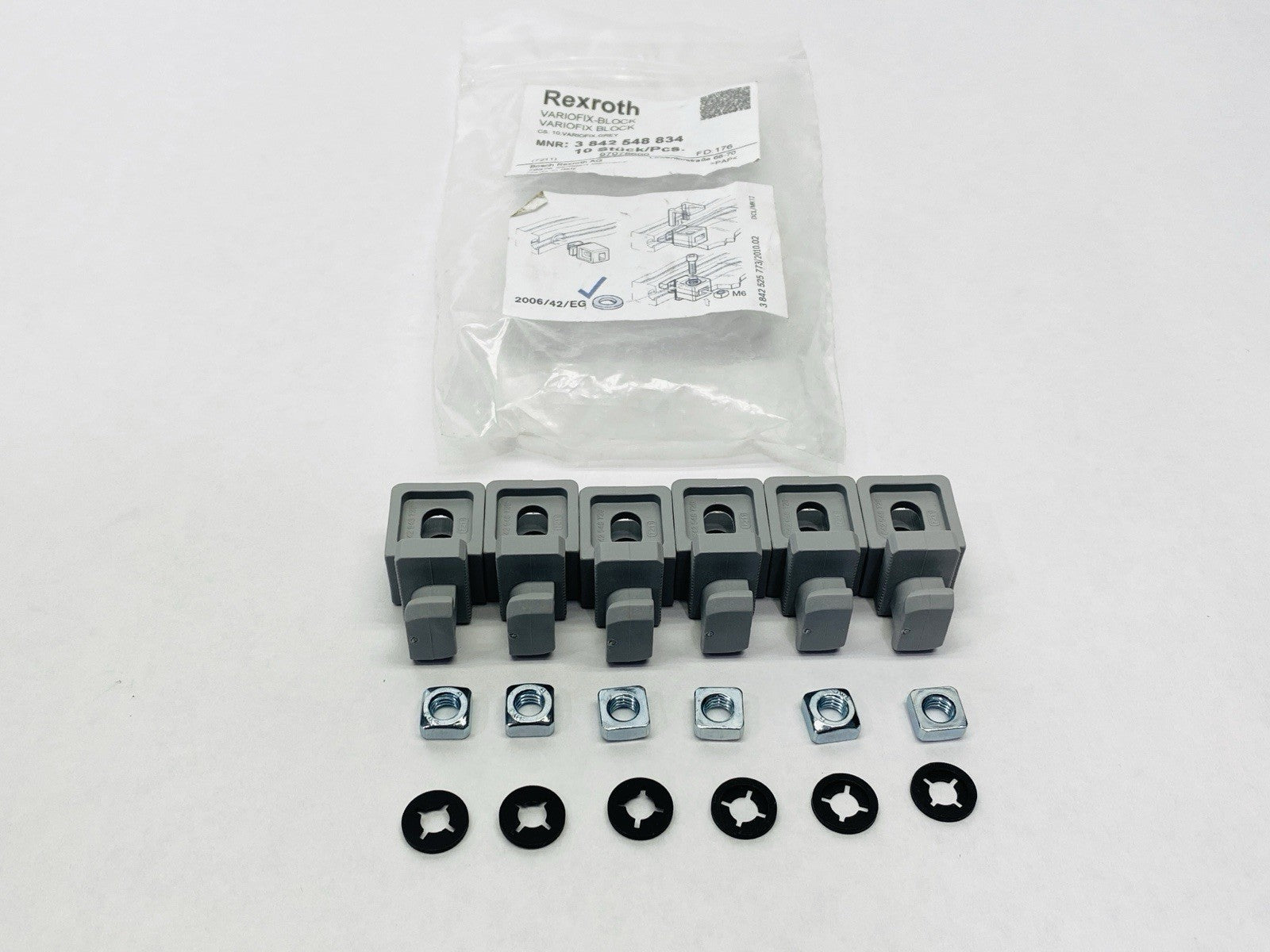 3842548834,3 842 548 834 | Bosch Rexroth 3842548834 Variofix Block 10 Grey PKG OF 6 - New – Open box - Maverick Industrial Sales