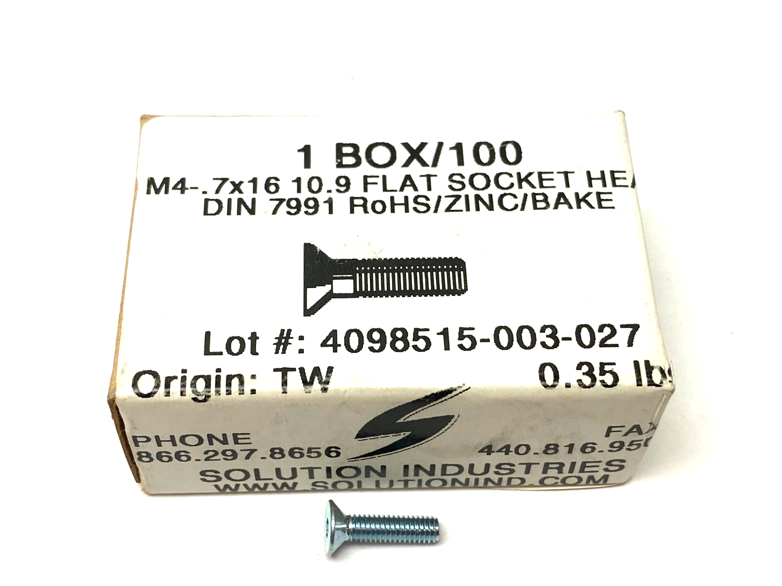 4098515-003-027 | M4-.7x16 10.9 Flat Head Socket Screw DIN 7991 BOX OF 100- New – Open box - Maverick Industrial Sales