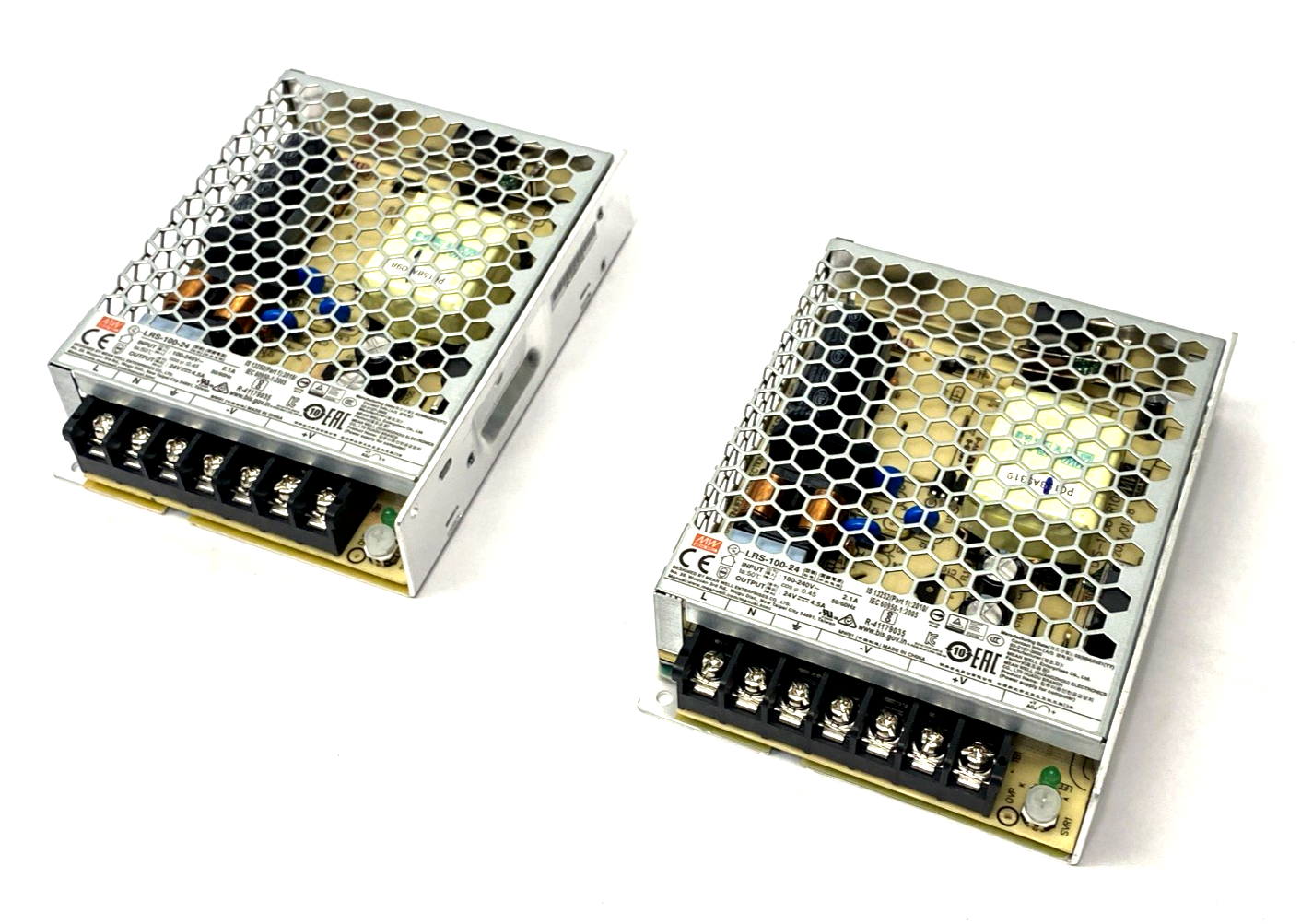 | Mean Well LRS-100-24 Power Supply AC/DC Converter 100-240VAC 24VDC 180W LOT OF 2- Used - Maverick Industrial Sales