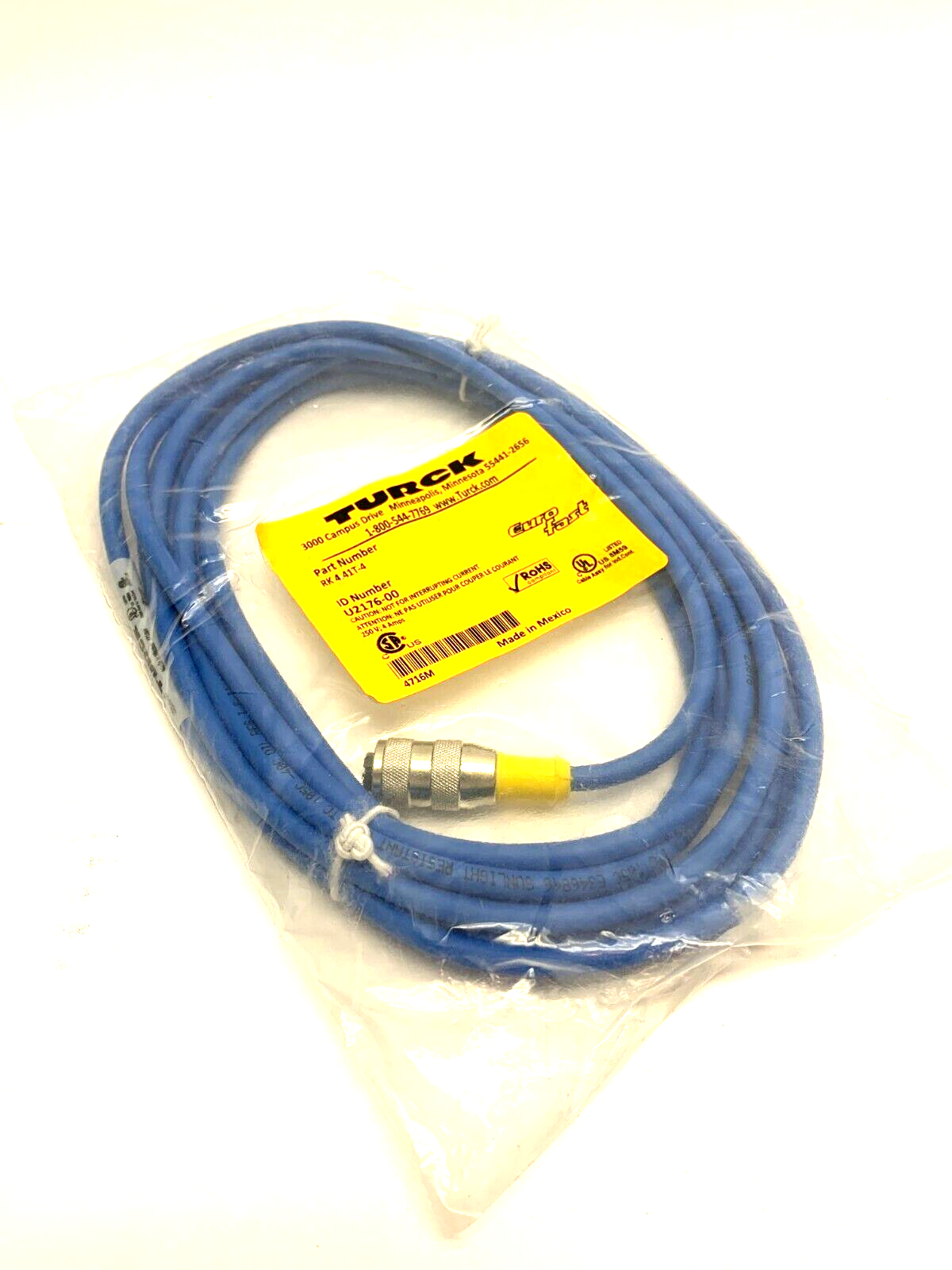 Turck RK 4.41T-4 Eurofast Cordset Single Ended Female U2176-00 - New - Maverick Industrial Sales