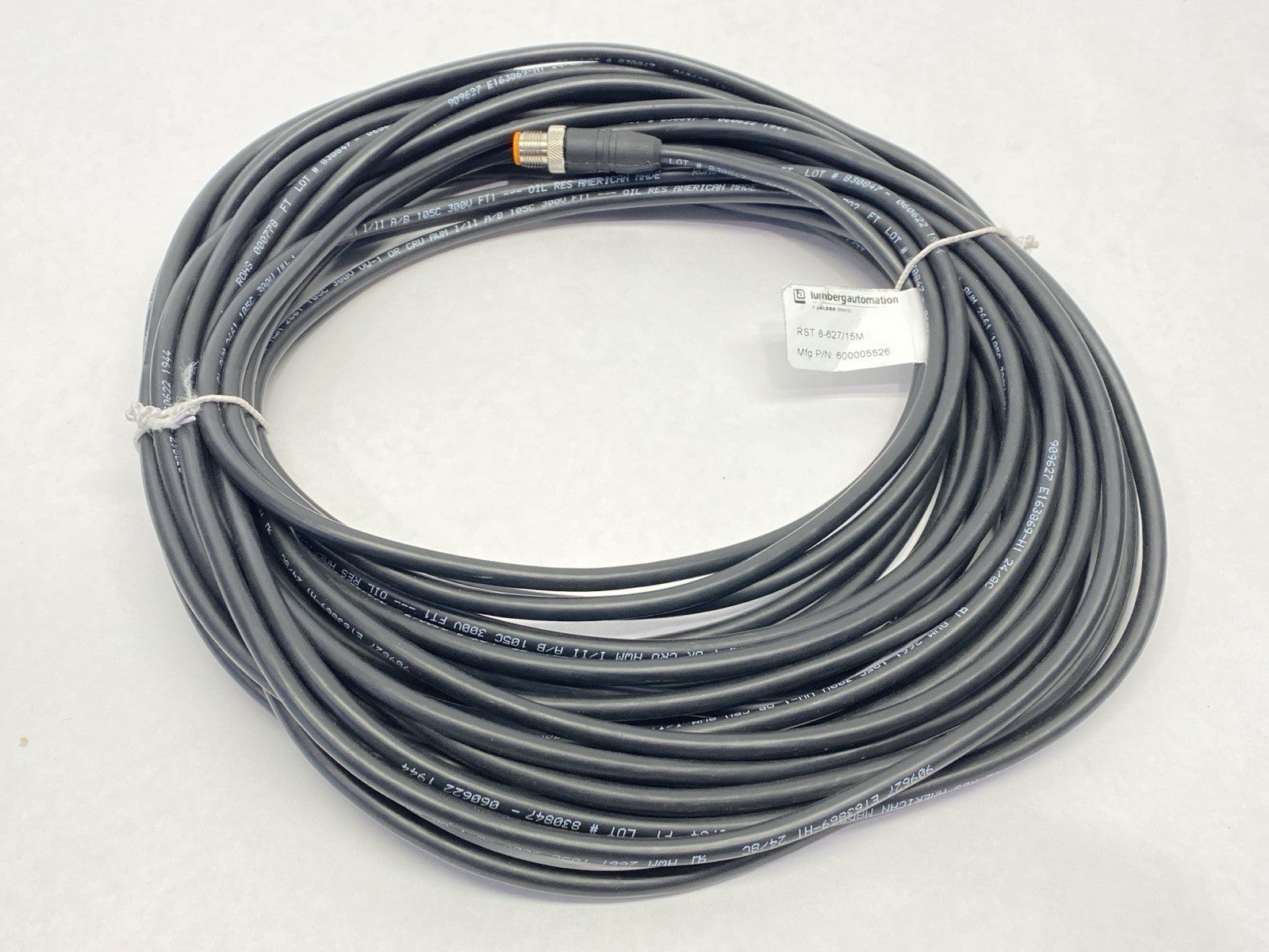 RST 8-627/15M | Lumberg Automation Single Ended Cordset Male M12 8-Pin 15m- New – Open box - Maverick Industrial Sales