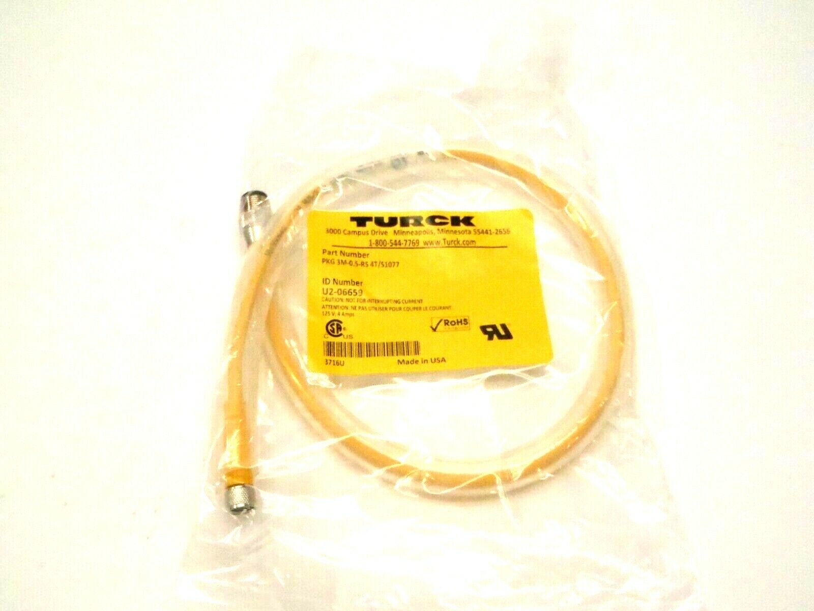 Turck PKG 3M-0.5-RS 4T/S1077 U2-06659 Half Meter Male M12 to Female M8 Cordset - New - Maverick Industrial Sales