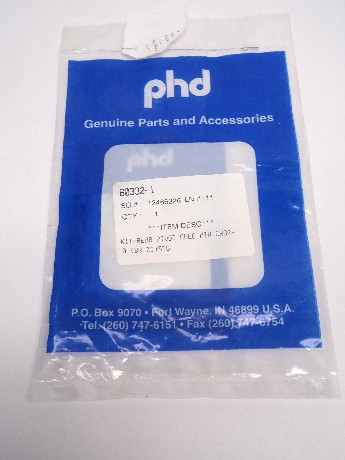 PHD 60332-1 Rear Pivot PIN CR32 - New – Open box - Maverick Industrial Sales