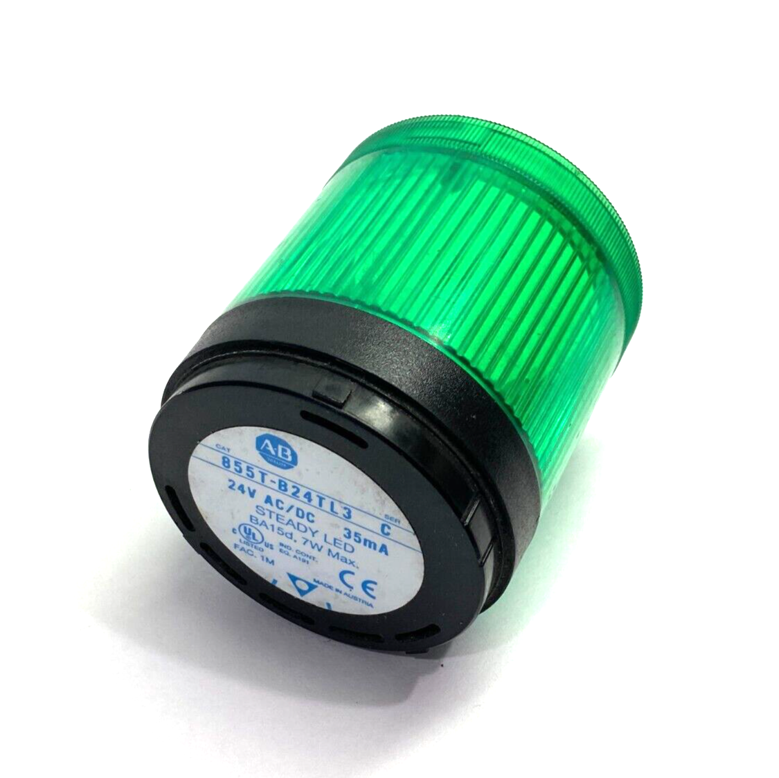 Allen Bradley 855T-B24TL3 Ser. C Steady LED Stack Light Module Green 24V NO BULB - Maverick Industrial Sales