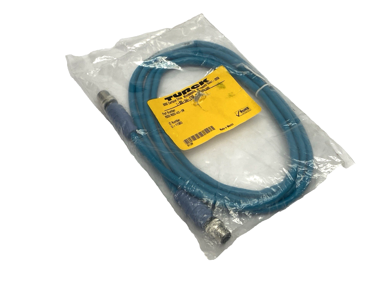 Turck RSSD RSSD 443-2M Double-Ended 4-Pin M12 Male Connector Cordset U-11303 - New - Maverick Industrial Sales