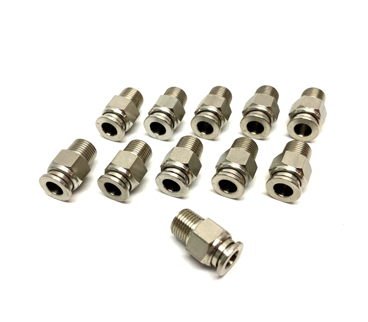 Stainless Steel Straight Snap-Connect Tube Fitting 6mm OD 1/8" Thread LOT OF 11 - Maverick Industrial Sales