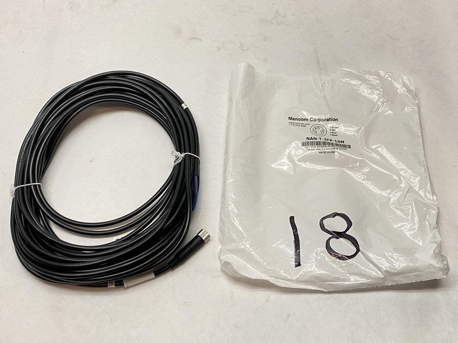 Mencom NAN-T-3FP-10M Cordset Female Straight M8 3-Pin - Flying Leads 10m - Maverick Industrial Sales