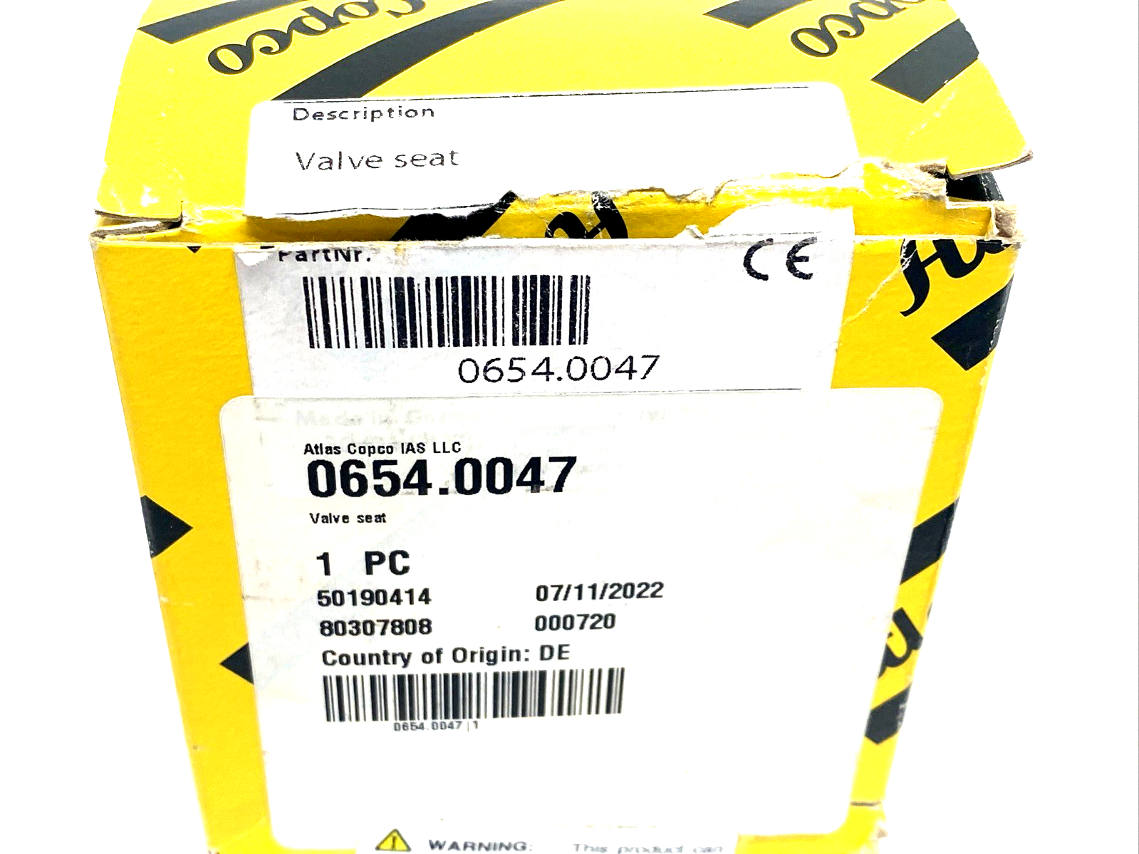 0654.0047, 50190414, 654.0047 | Atlas Copco IAS 0654.0047 Valve Seat 50190414 654.0047 - New Other - Maverick Industrial Sales