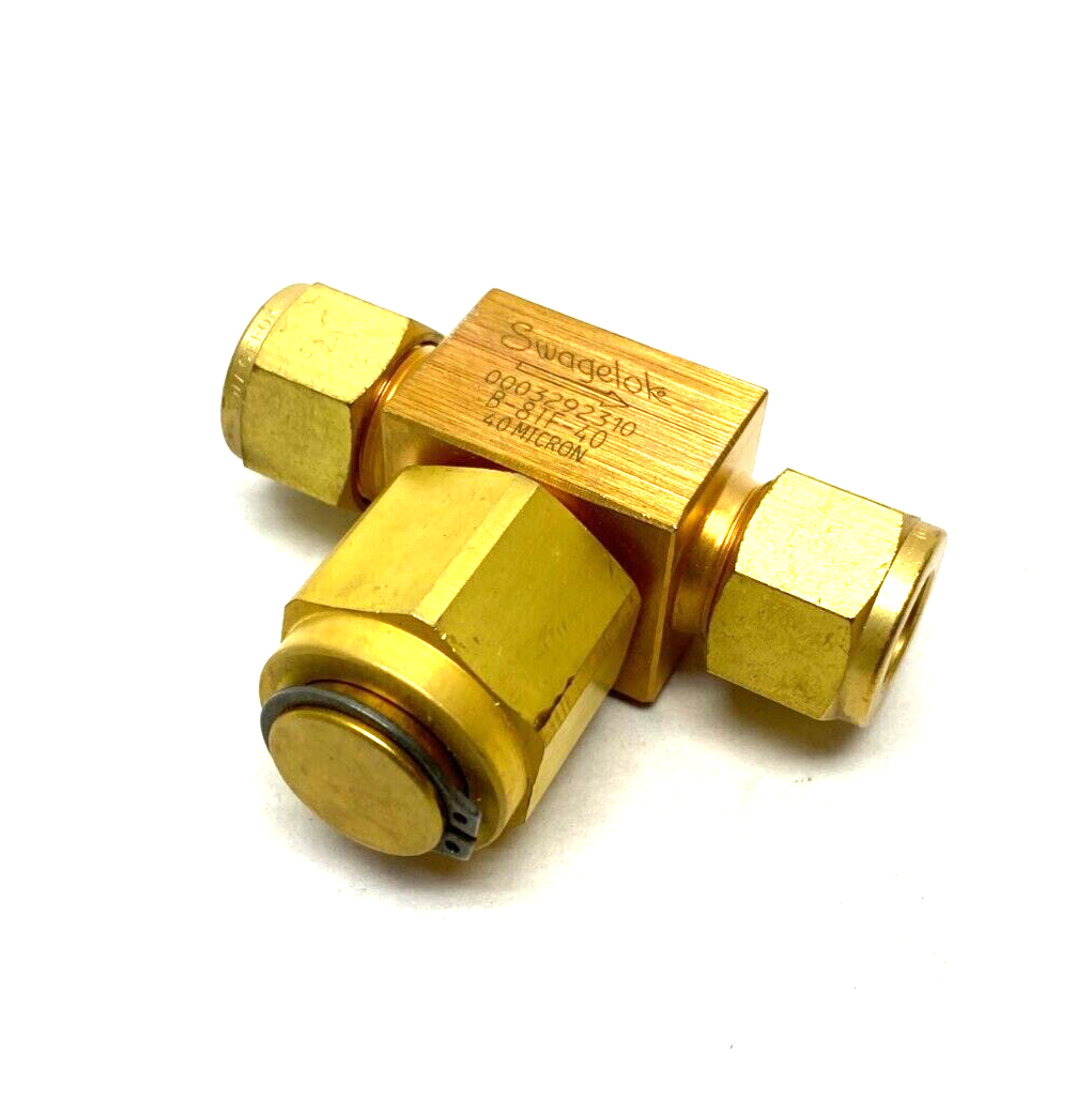 Swagelok B-8TF-40 Brass Tee-Type Particulate Filter - New – Open box - Maverick Industrial Sales