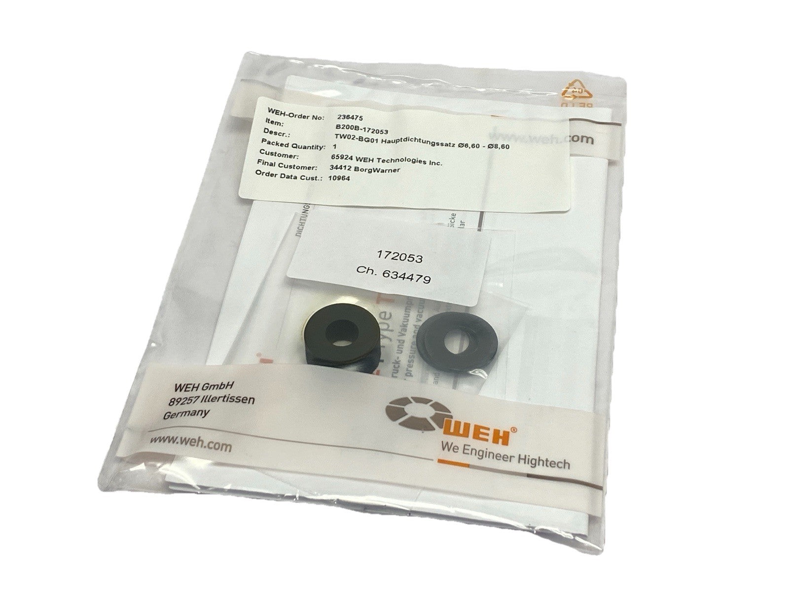 B200B-172053 | WEH Main Seal Kit TW02-BG01 - New - Maverick Industrial Sales