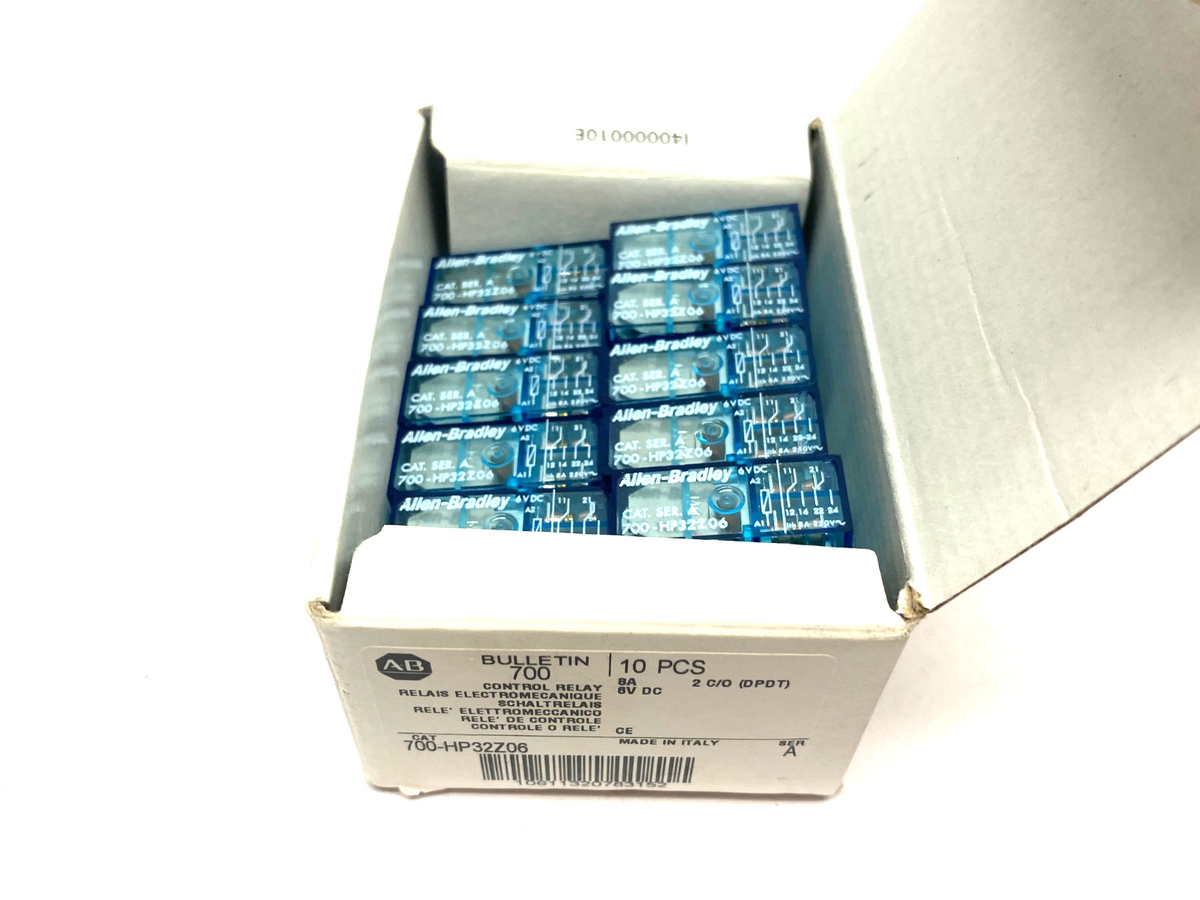 700-HP32Z06 | Allen Bradley Ser. A Control Relay 2 C/O (DPDT) 8A 6VDC BOX OF 10- New – Open box - Maverick Industrial Sales