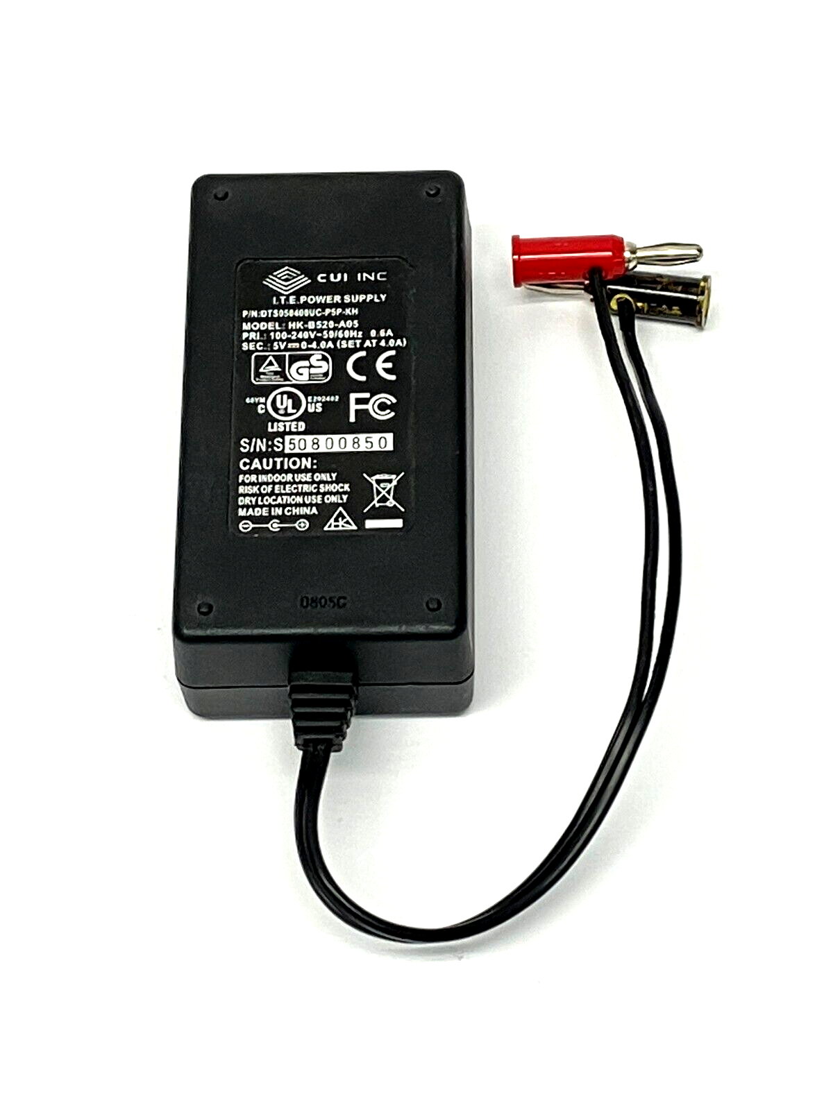 CUI DTS050400UC-P5P-KH Power Supply w/ Pomona Banana Plugs HK-B520-A05 5V - Maverick Industrial Sales