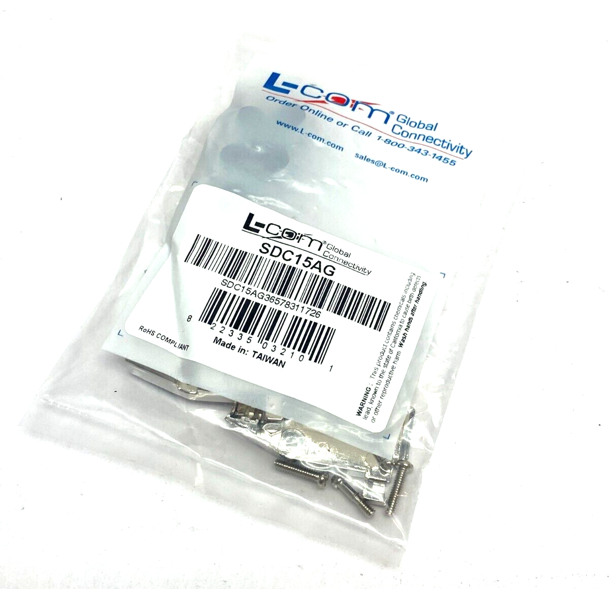 SDC15AG | L-Com Hood D-Sub Backshell 15-Pos Straight Exit 10mm Cable Dia EMI/RFI - New - Maverick Industrial Sales