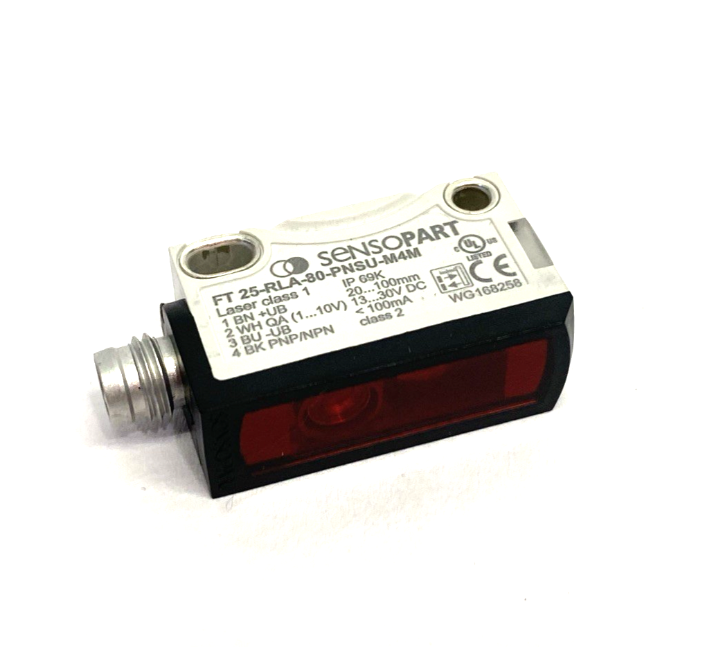 Sensopart FT 25-RLA-80-PNSU-M4M Triangulation Laser Distance Sensor 604-41010 - Maverick Industrial Sales