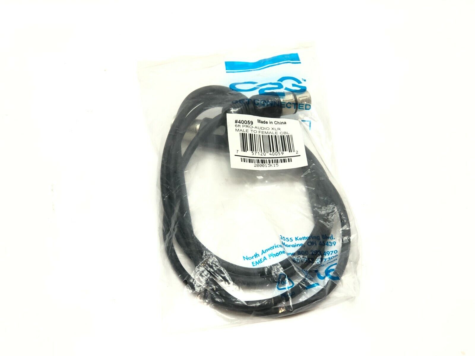 40059 | C2G Pro Audio Cable XLR Male to Female - New - Maverick Industrial Sales