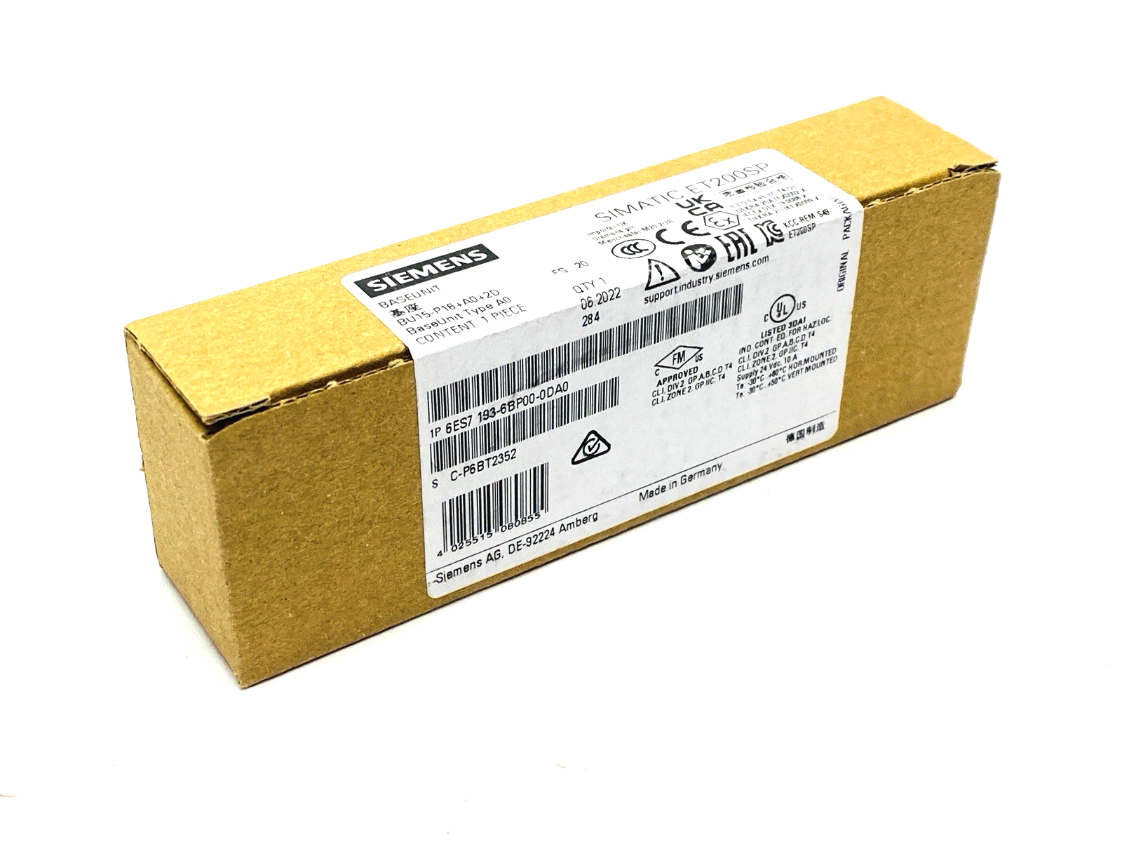 Siemens 6ES7 193-6BP00-0DA0 SIMATIC ET200SP Base Unit BU15-P16+A0+2D - Maverick Industrial Sales