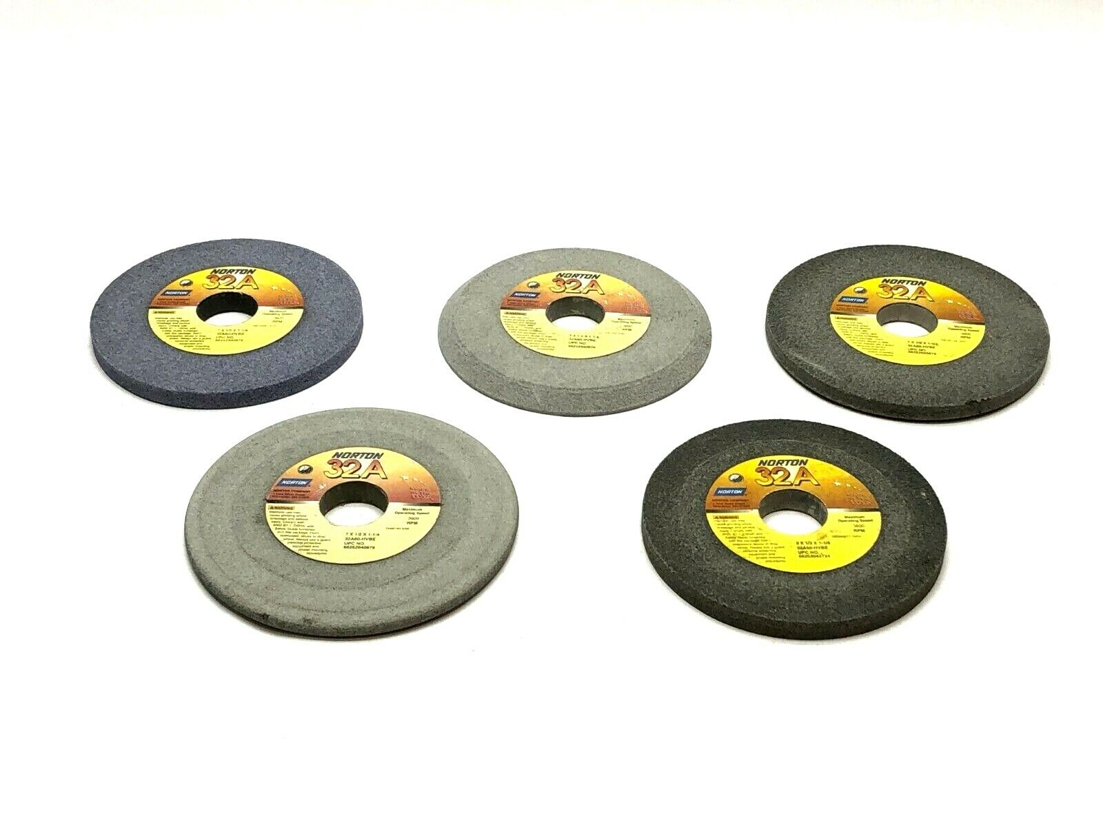 Norton 32A60-HBVE Grinding Wheels 1-1/4" Bore 3600 RPM LOT OF 5 - Used - Maverick Industrial Sales