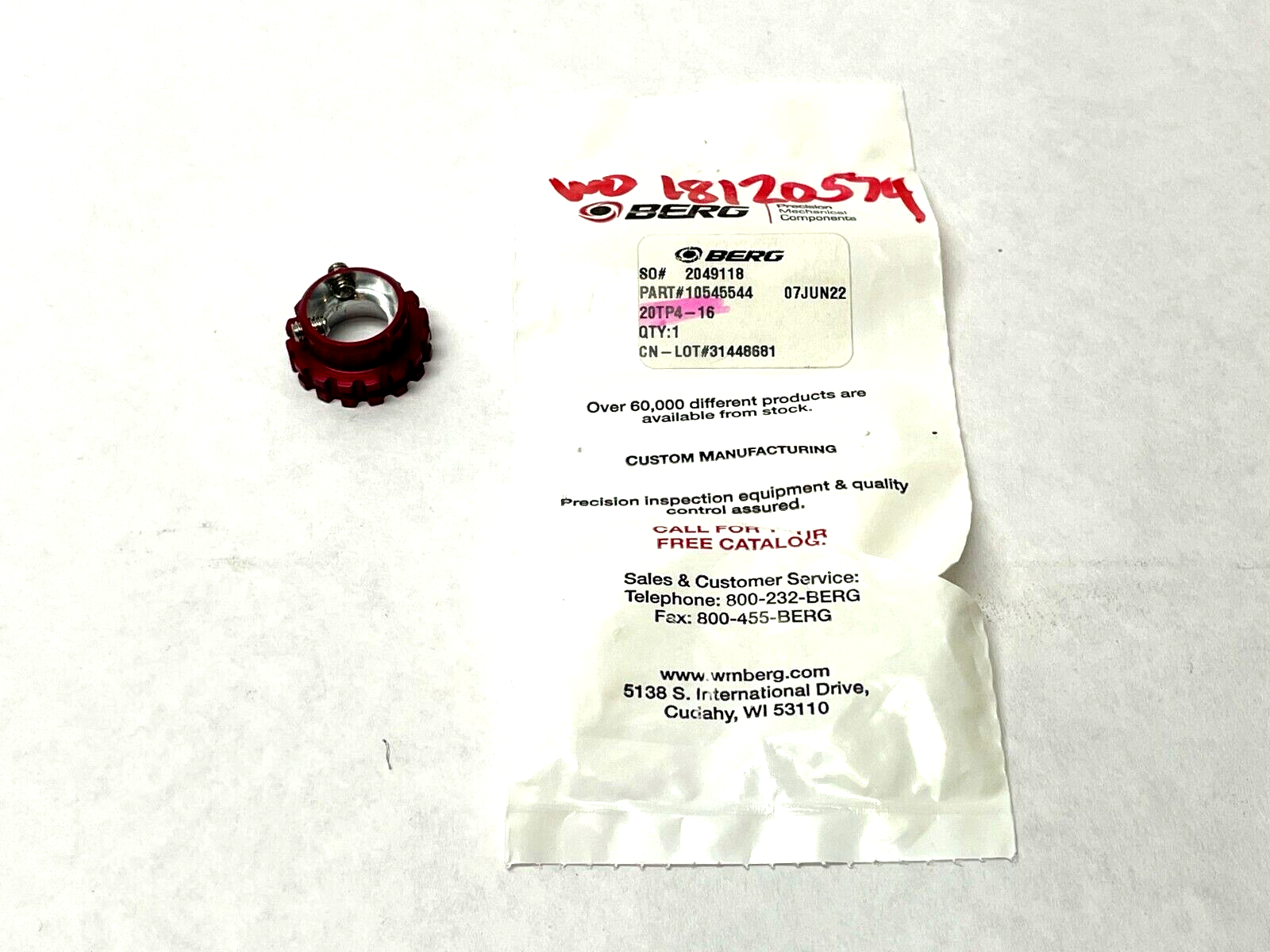 10545544 | Berg Timing Pulley 20TP4-16 - New Other - Maverick Industrial Sales