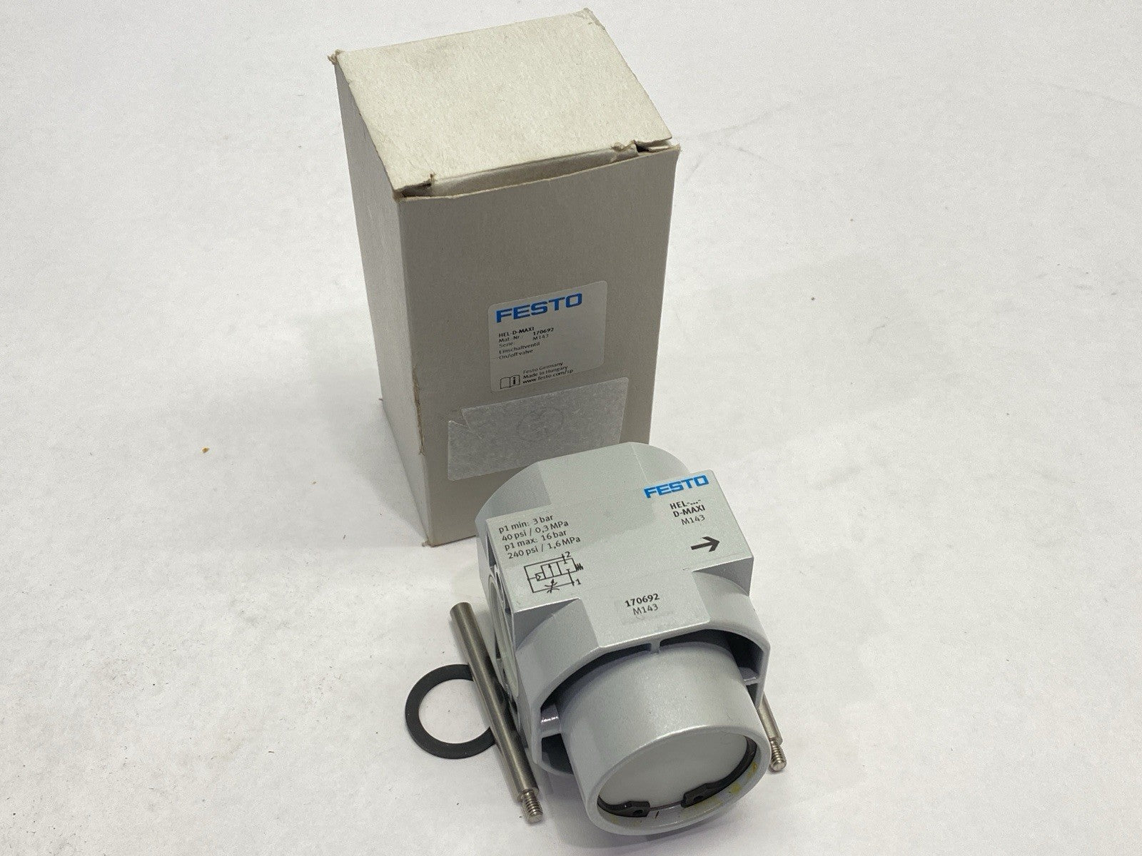 Festo HEL-D-MAXI Pneumatic On/Off Valve 170692 - Maverick Industrial Sales