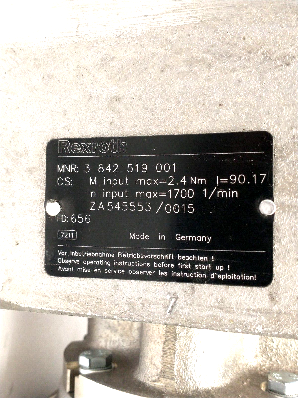 Bosch Rexroth 3842547994 Asynchron 3PH Motor .42kW w/ 3842519001 Gearbox - Maverick Industrial Sales