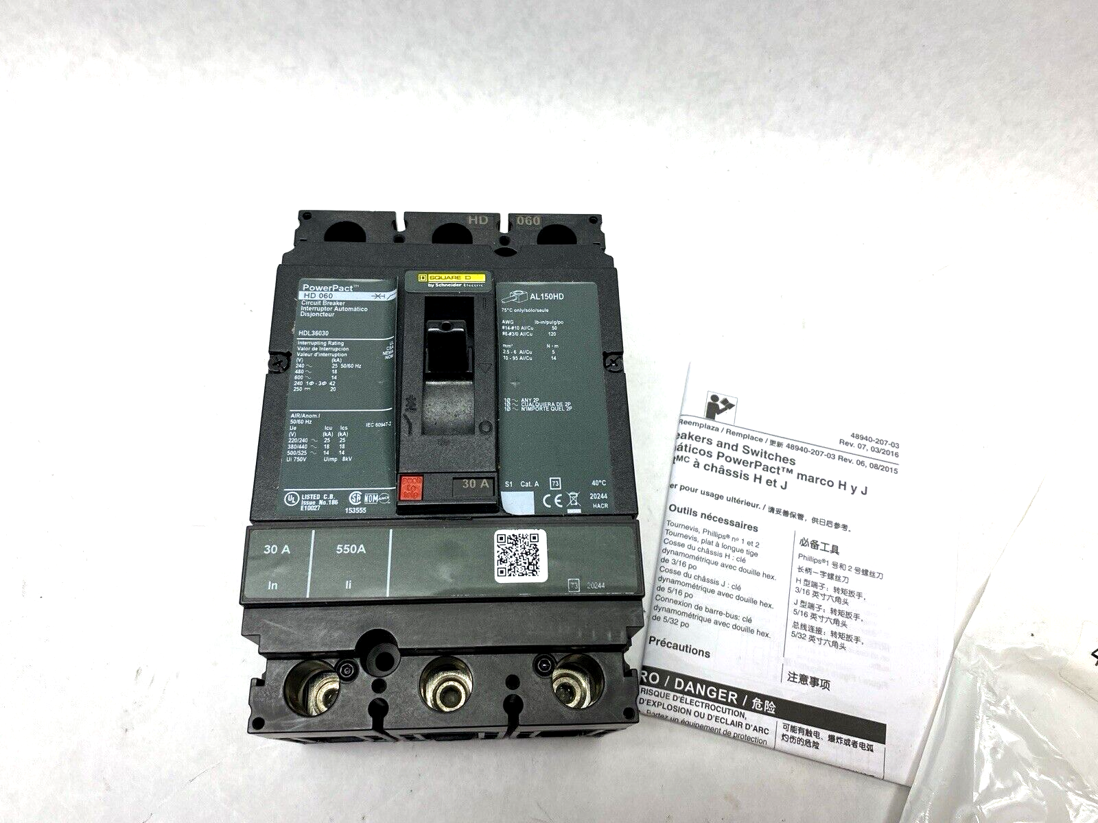 Square D HDL360030 PowerPact 30A 3P 78590706632 600VAC Breaker - Maverick Industrial Sales