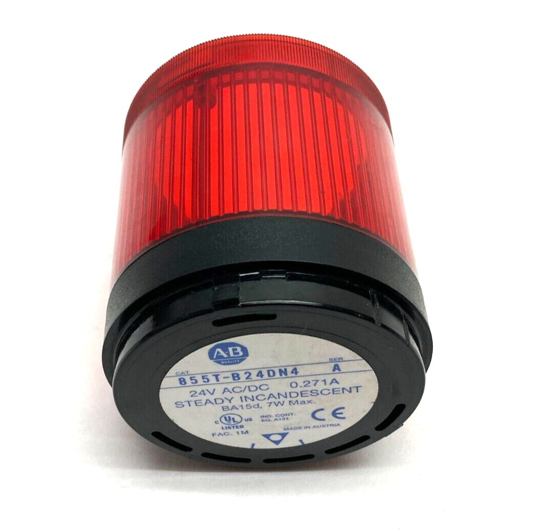 855T-B24DN4 | Allen Bradley Ser. A Steady Incandescent Stack Light Red 24V NO BULB - Used - Maverick Industrial Sales