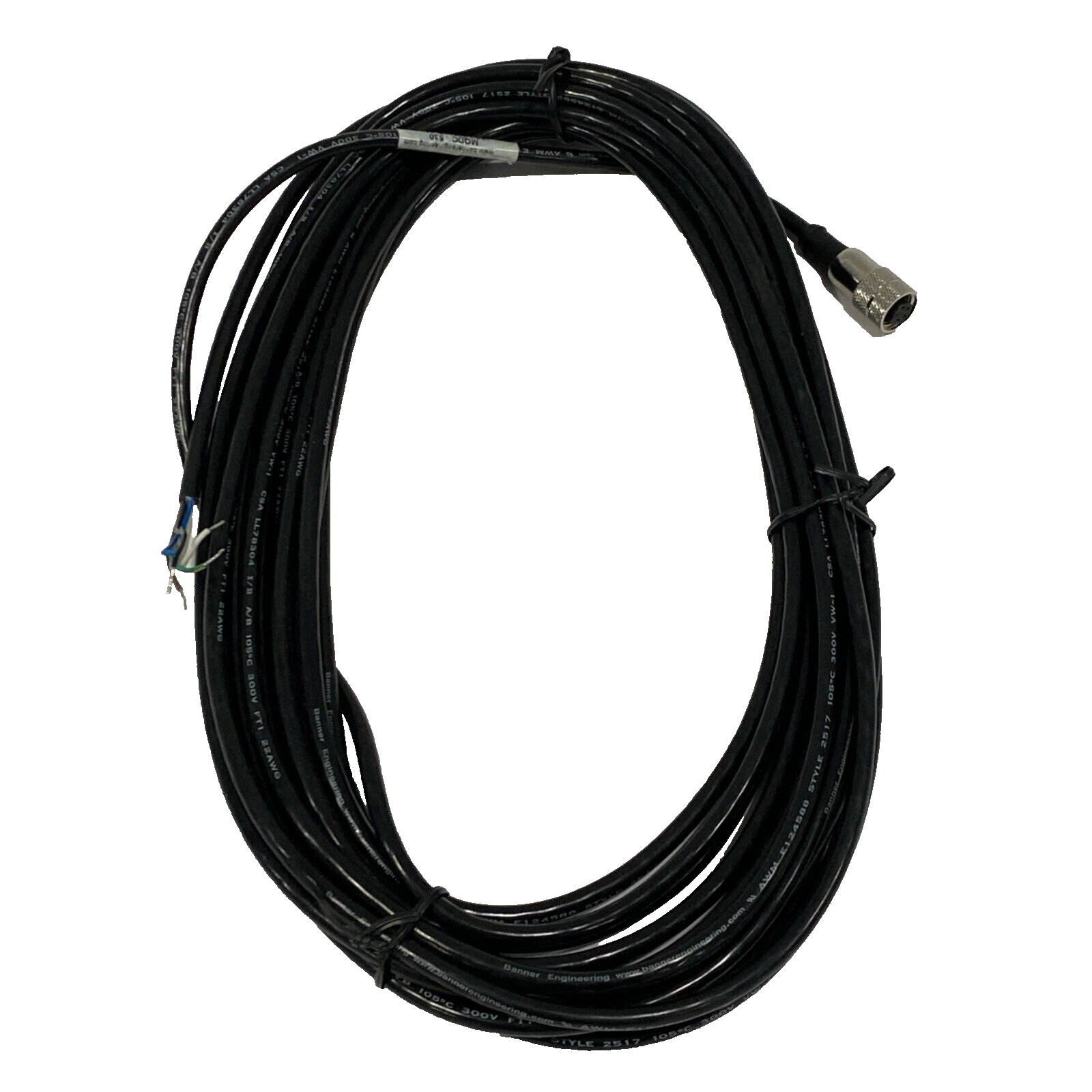 Banner MQDC-530 Cordset 1/2" Female 5-Pin to Pigtail, Straight, 9m Black 75640 - Maverick Industrial Sales