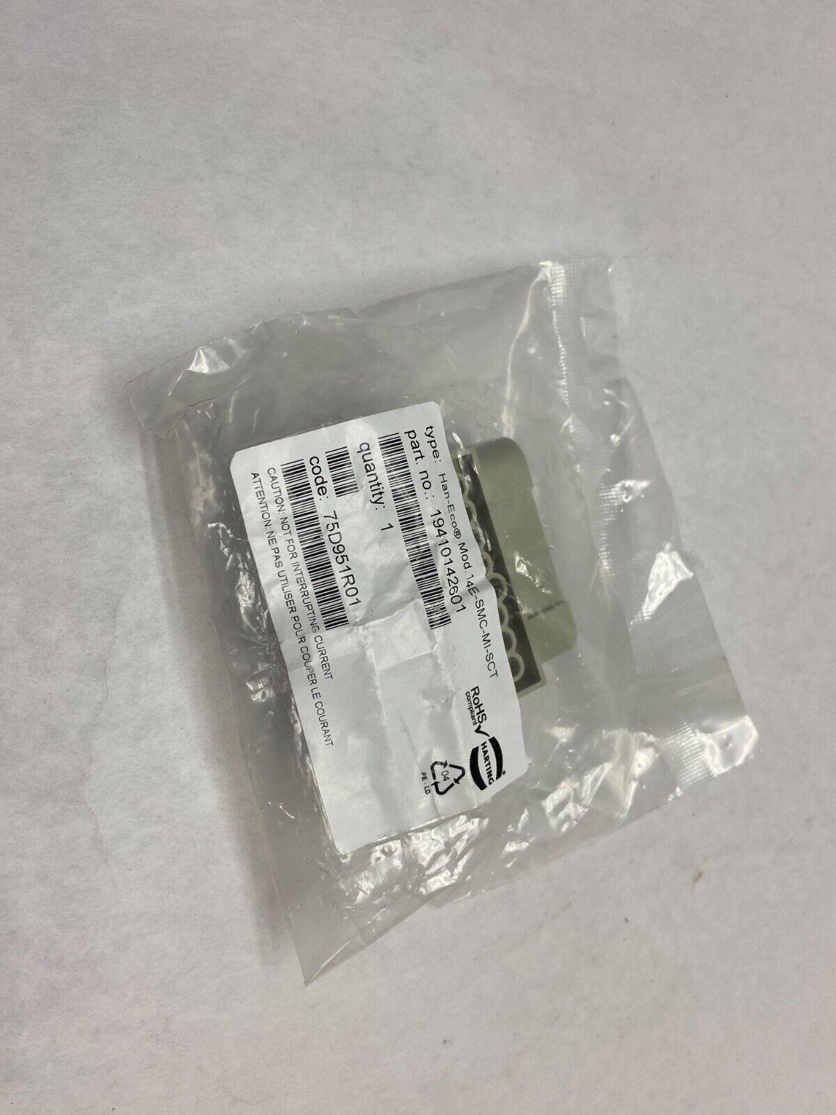 Harting 19410142601 Right Angle Cable Insert Han-Eco Mod.14E-SMC-MI-SCT - New - Maverick Industrial Sales