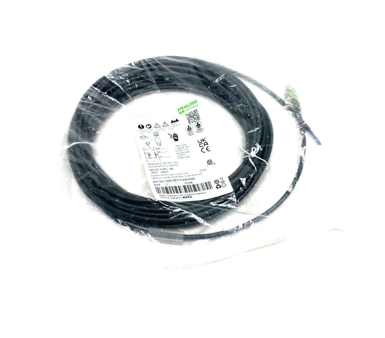 Murrelektronik 7000-08111-6201000 Single Ended M8 Female 0° LED Cordset - Maverick Industrial Sales