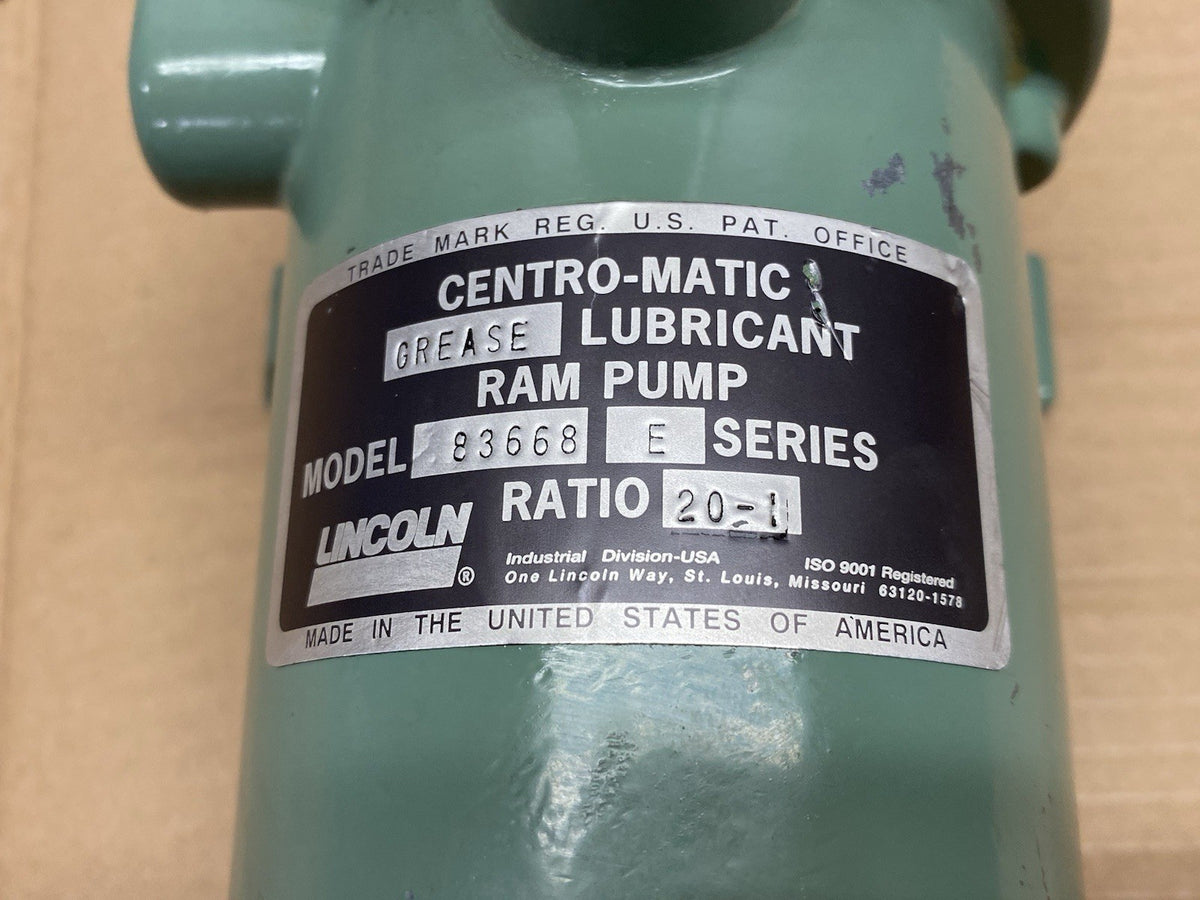 83668 | Lincoln Series E CENTRO-MATIC Grease Lubricant Ram Pump, 20-1 Ratio- Used - Maverick Industrial Sales