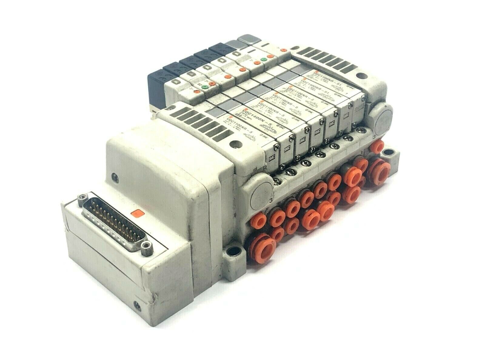 SMC VV5QC11-07C4FD0-R Manifold Valve w/ VQC Solenoid Valves 24VDC - Used - Maverick Industrial Sales